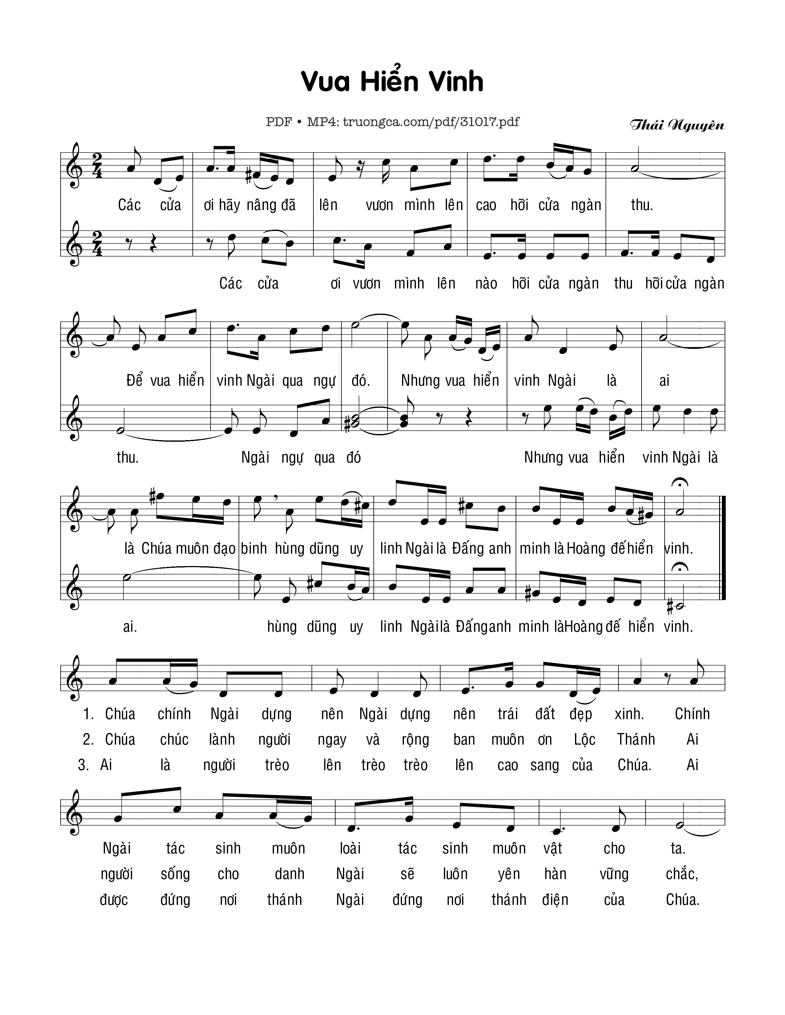 Sheet PDF of Vua Hiển Vinh