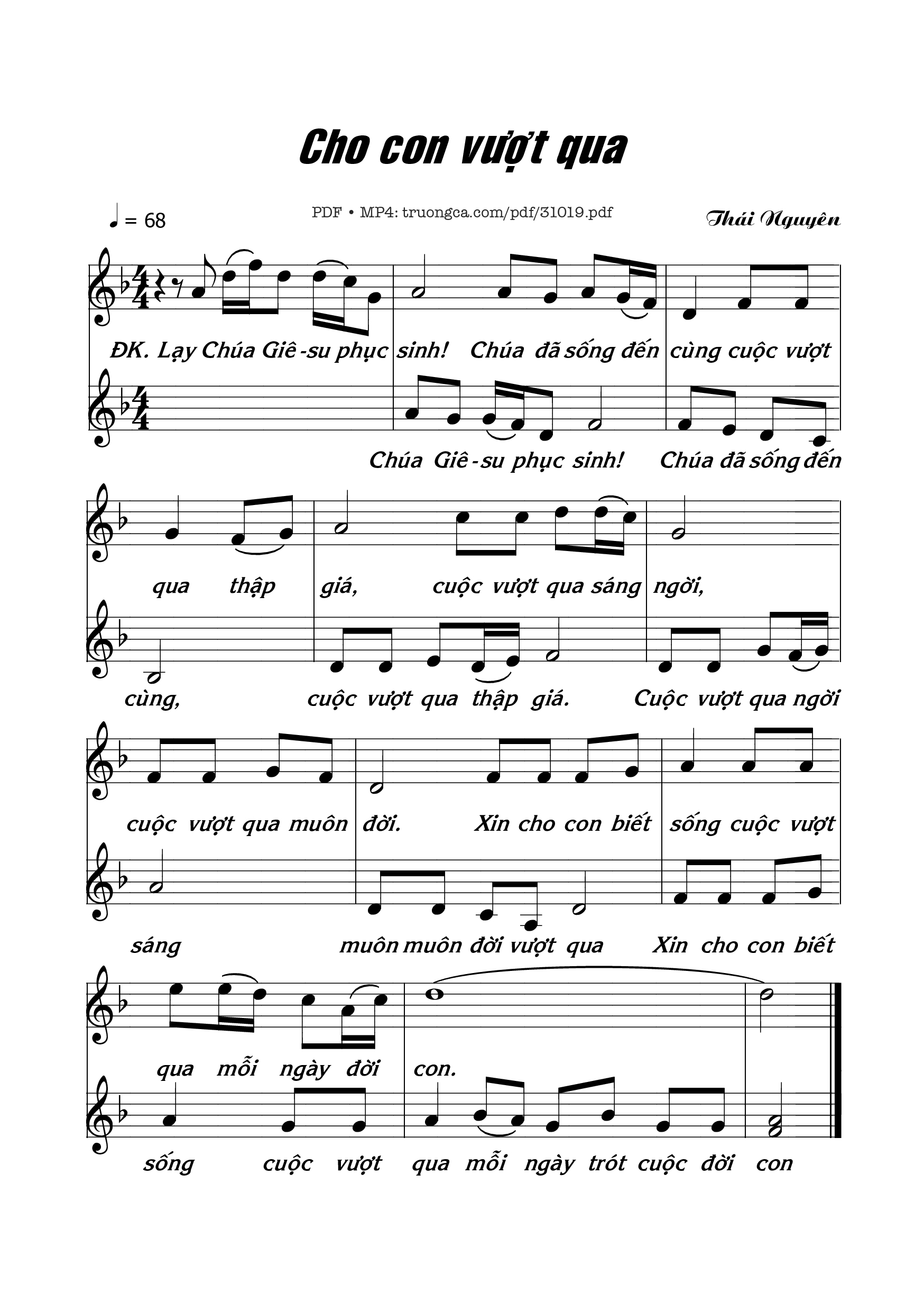 Sheet PDF of Cho Con Vượt Qua