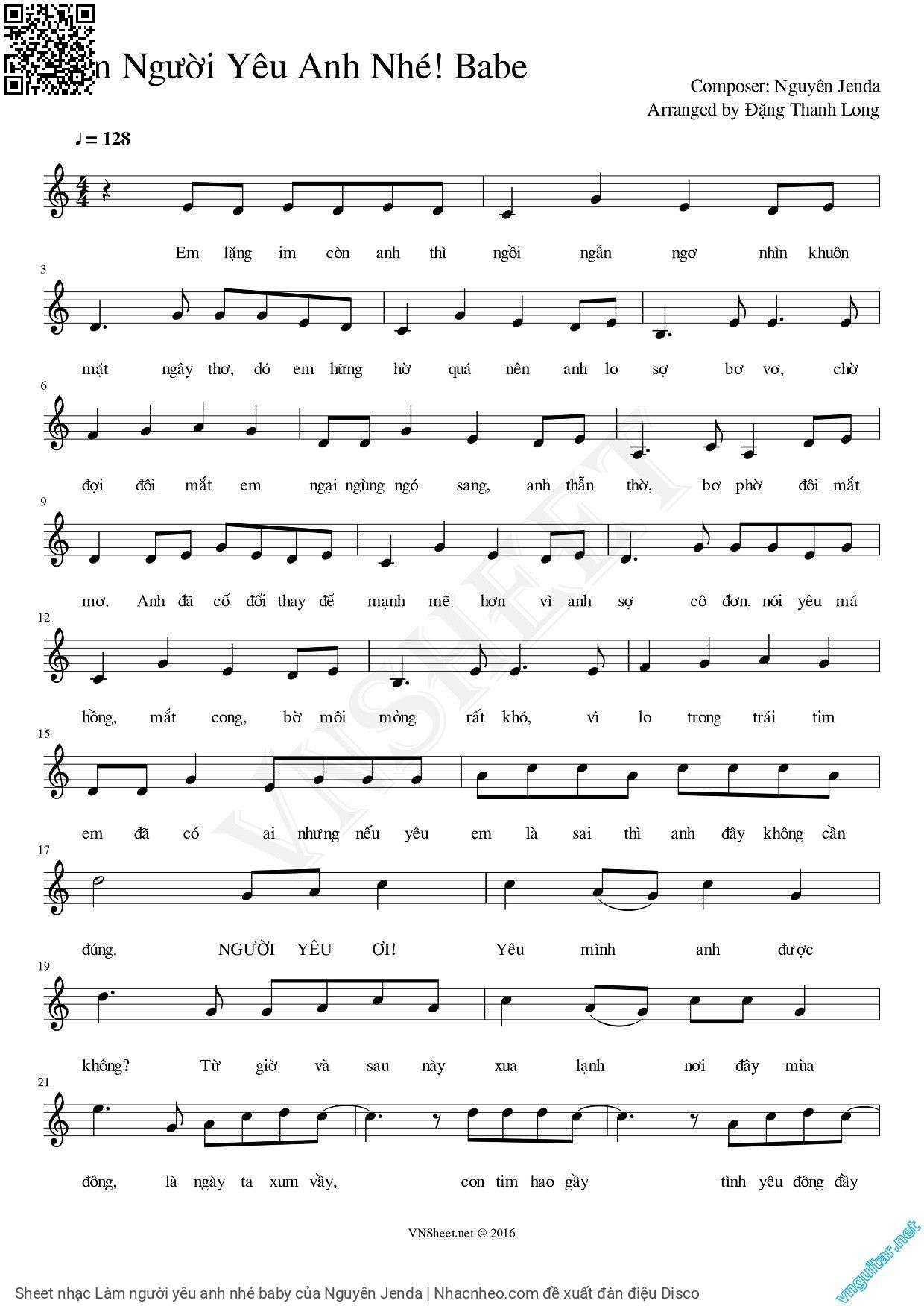 Sheet PDF of Làm người yêu anh nhé baby