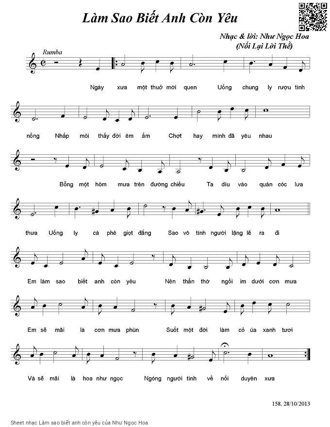 Sheet PDF of Làm sao biết anh còn yêu