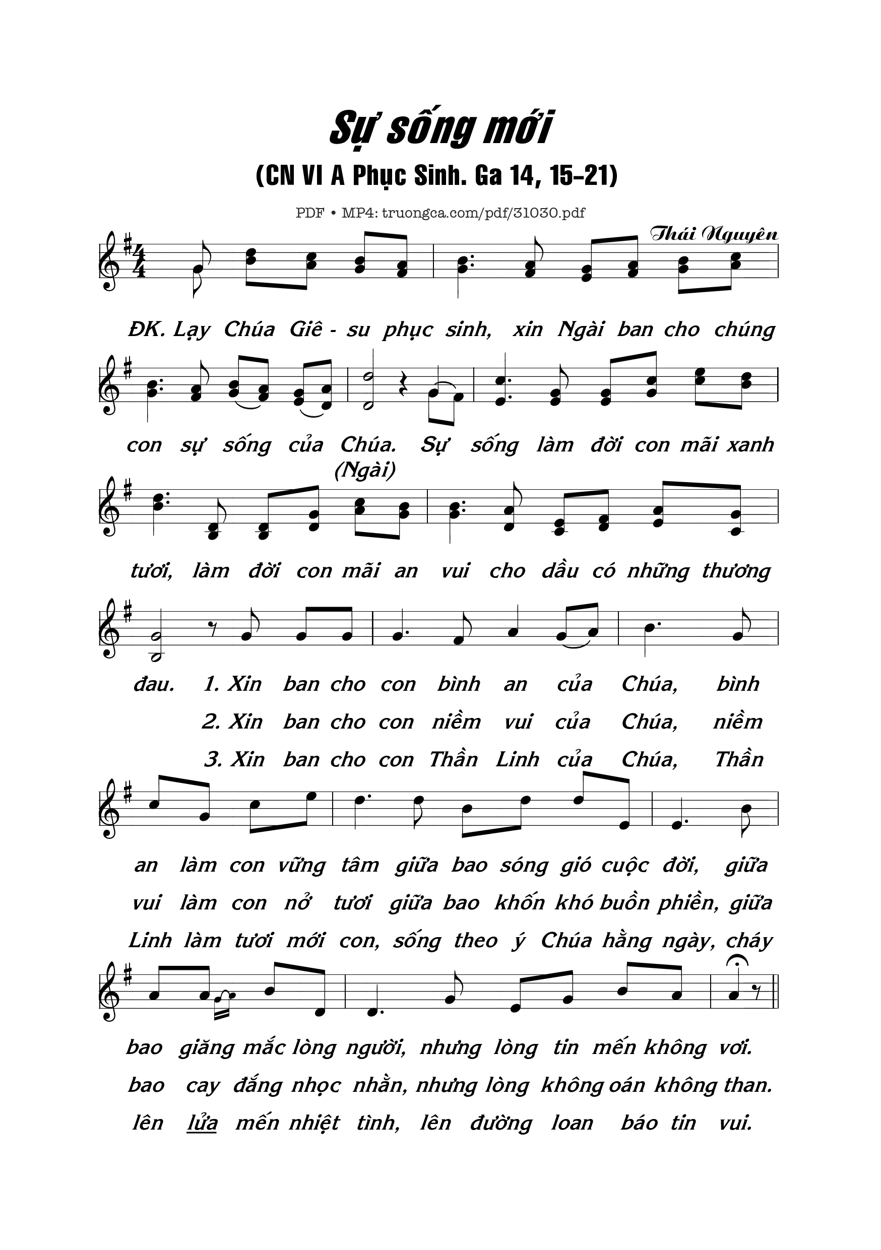 Page 1 of Sheet music PDF Sự sống mới - Thái Nguyên