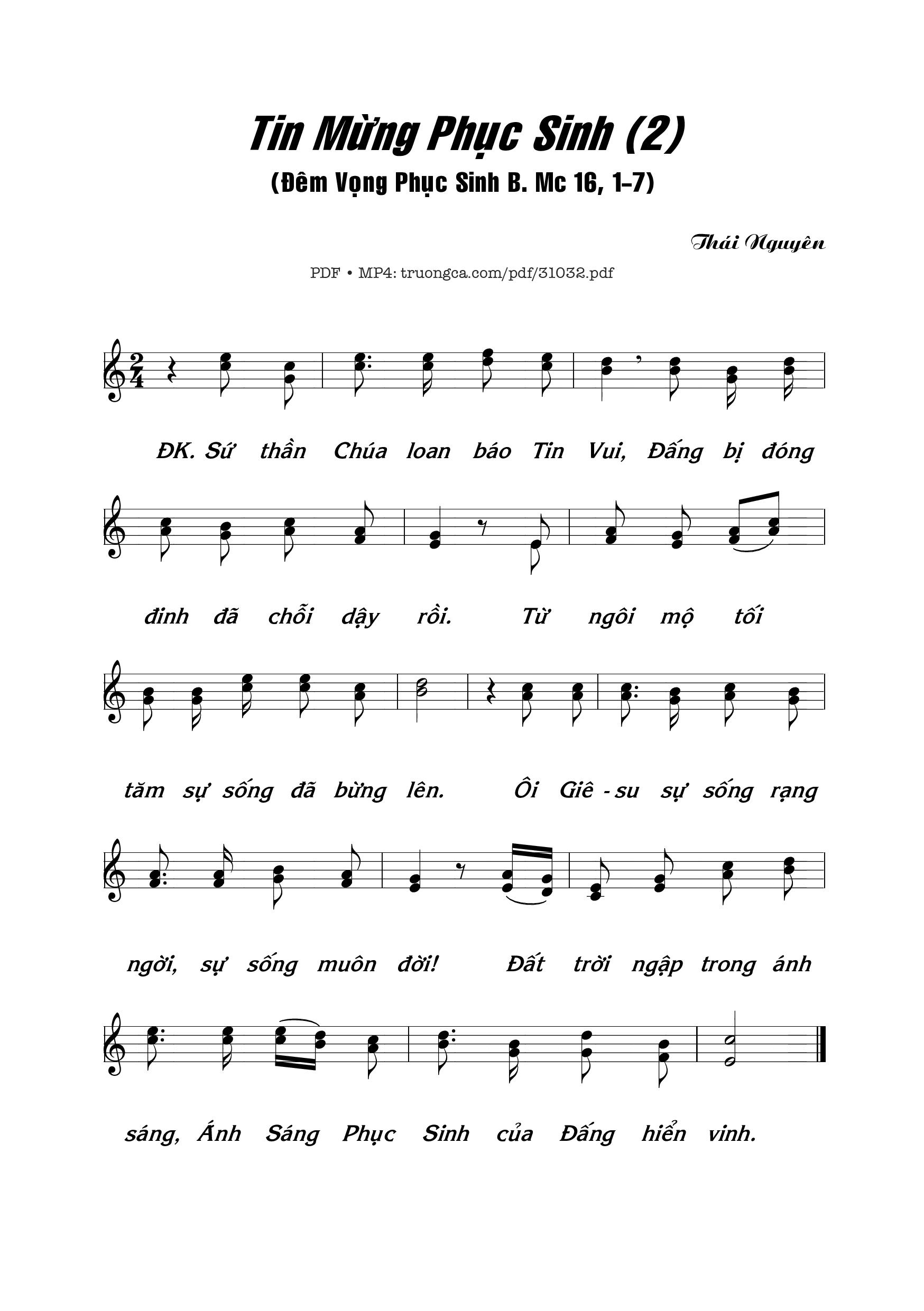 Page 1 of Sheet music PDF Tin Mừng Phục Sinh 2 - Thái Nguyên