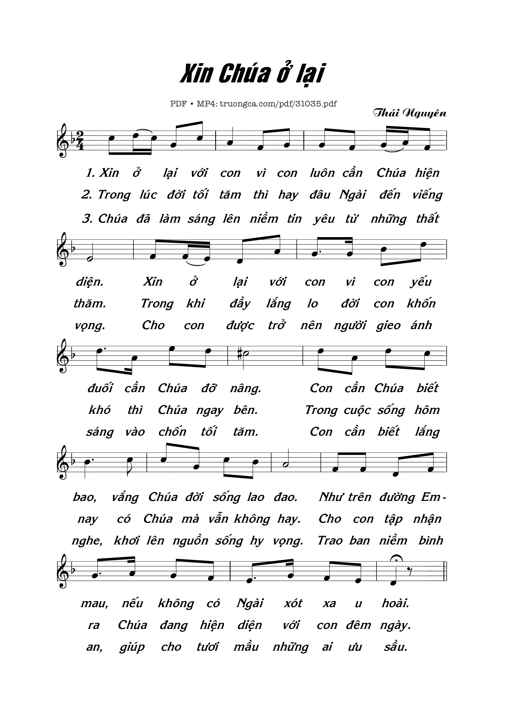 Sheet PDF of Xin Chúa ở lại