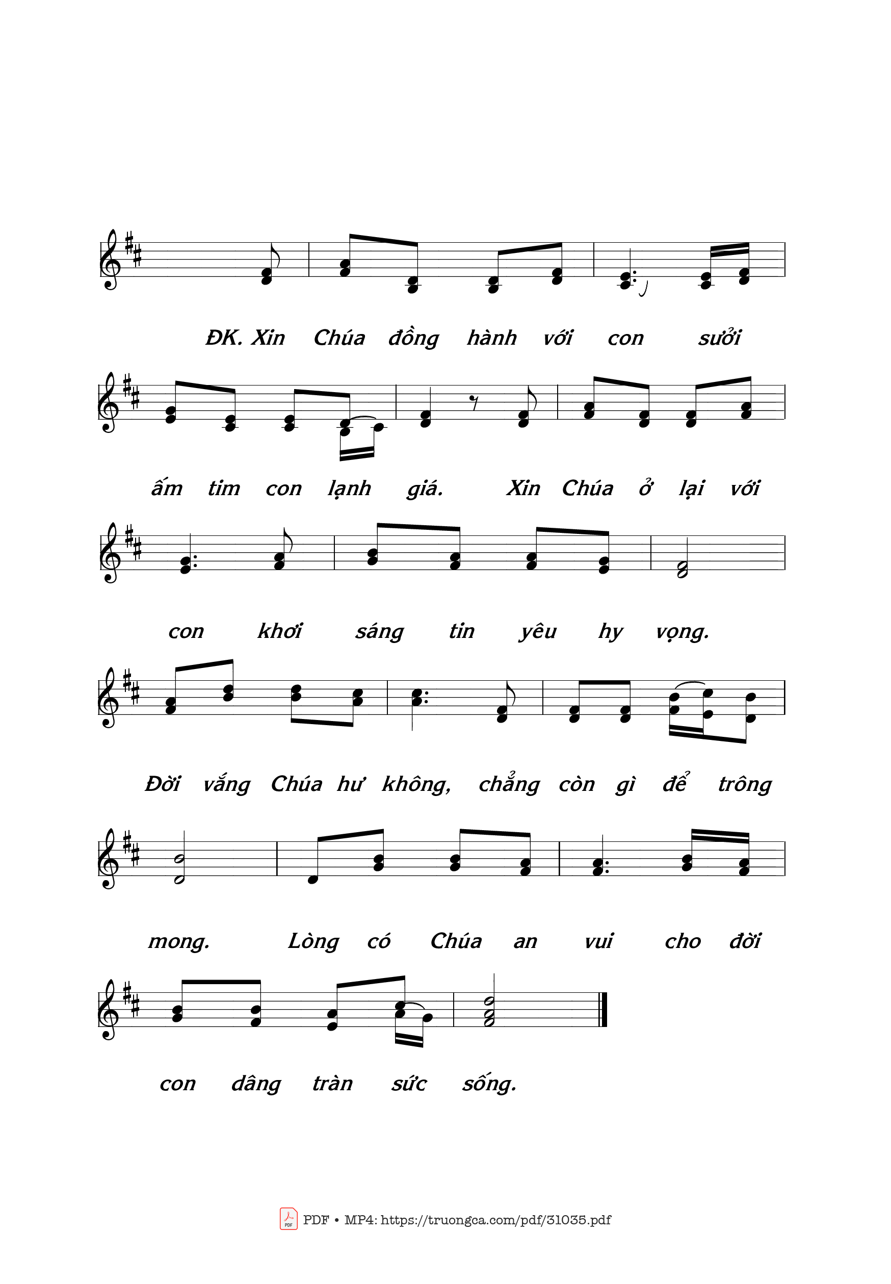 Page 2 of Sheet music PDF Xin Chúa ở lại - Thái Nguyên