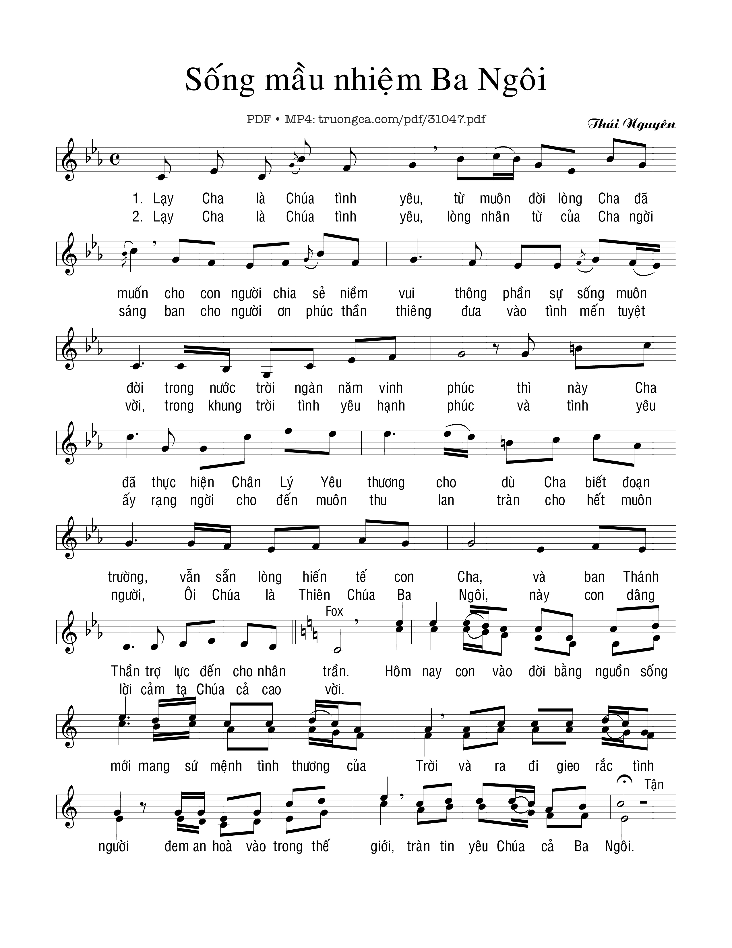 Sheet PDF of Sống mầu nhiệm Ba Ngôi