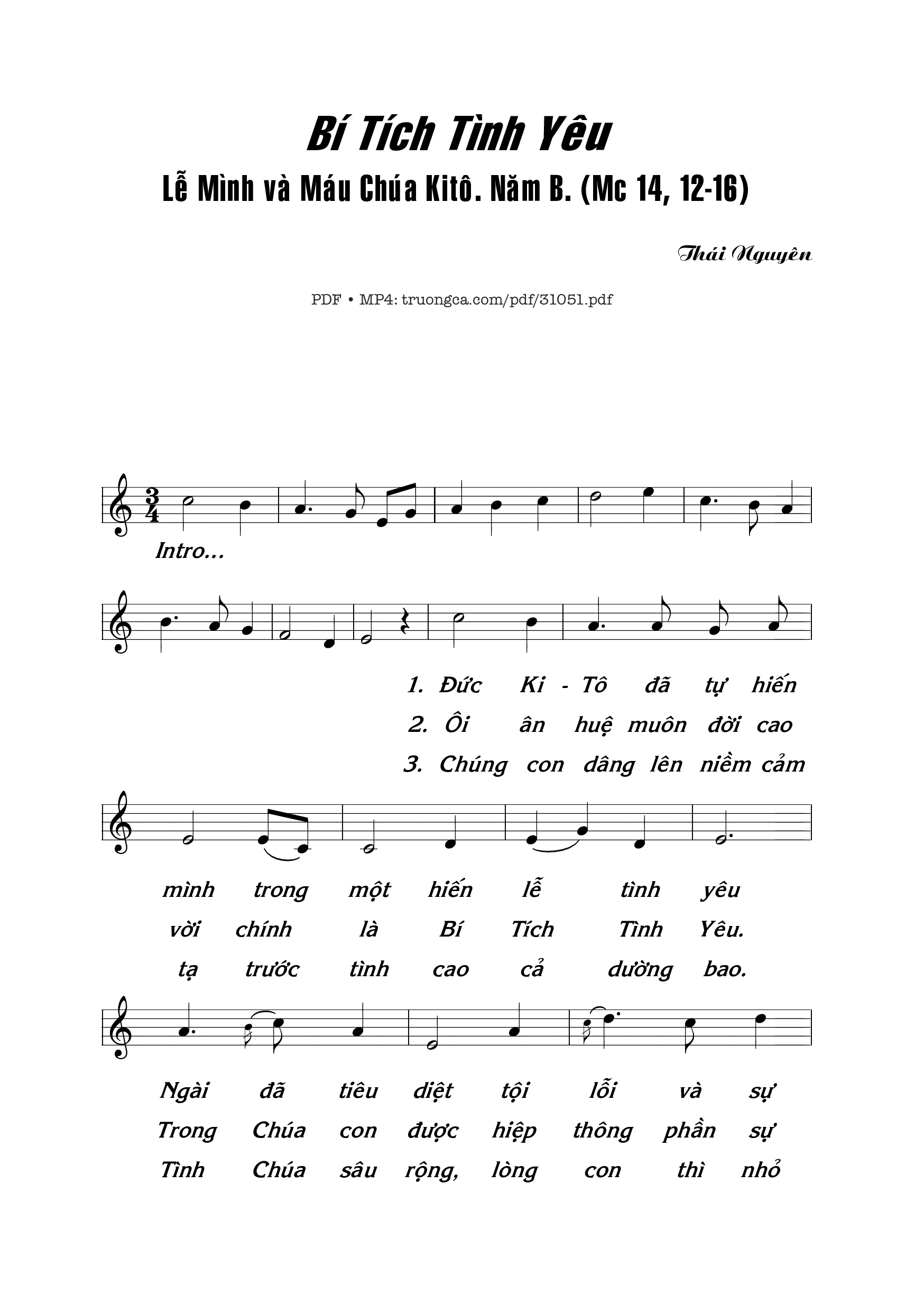 Sheet PDF of Bí tích tình yêu