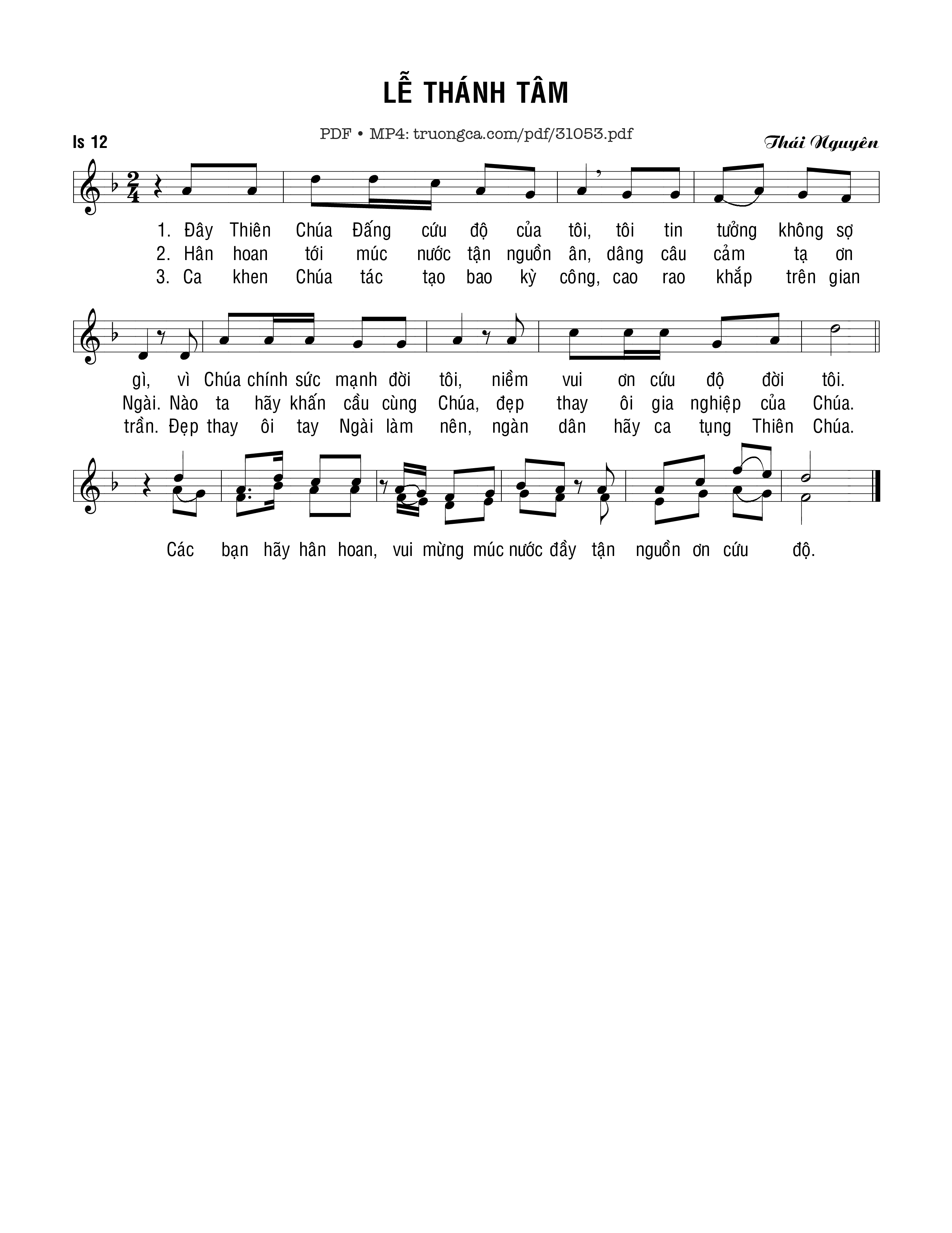 Page 1 of Sheet music PDF Lễ Thánh Tâm - Thái Nguyên