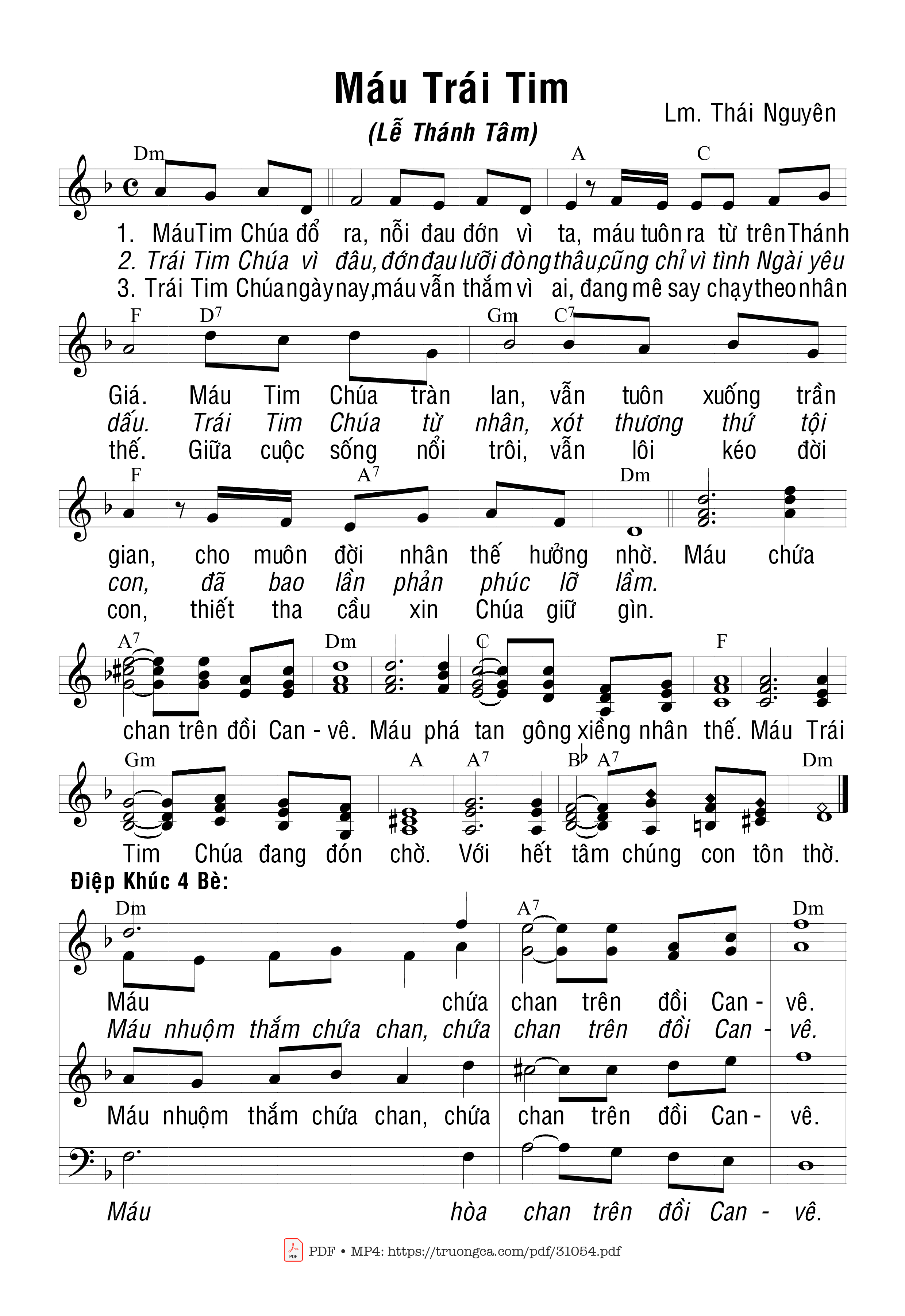 Sheet PDF of Máu Trái Tim - Thái Nguyên