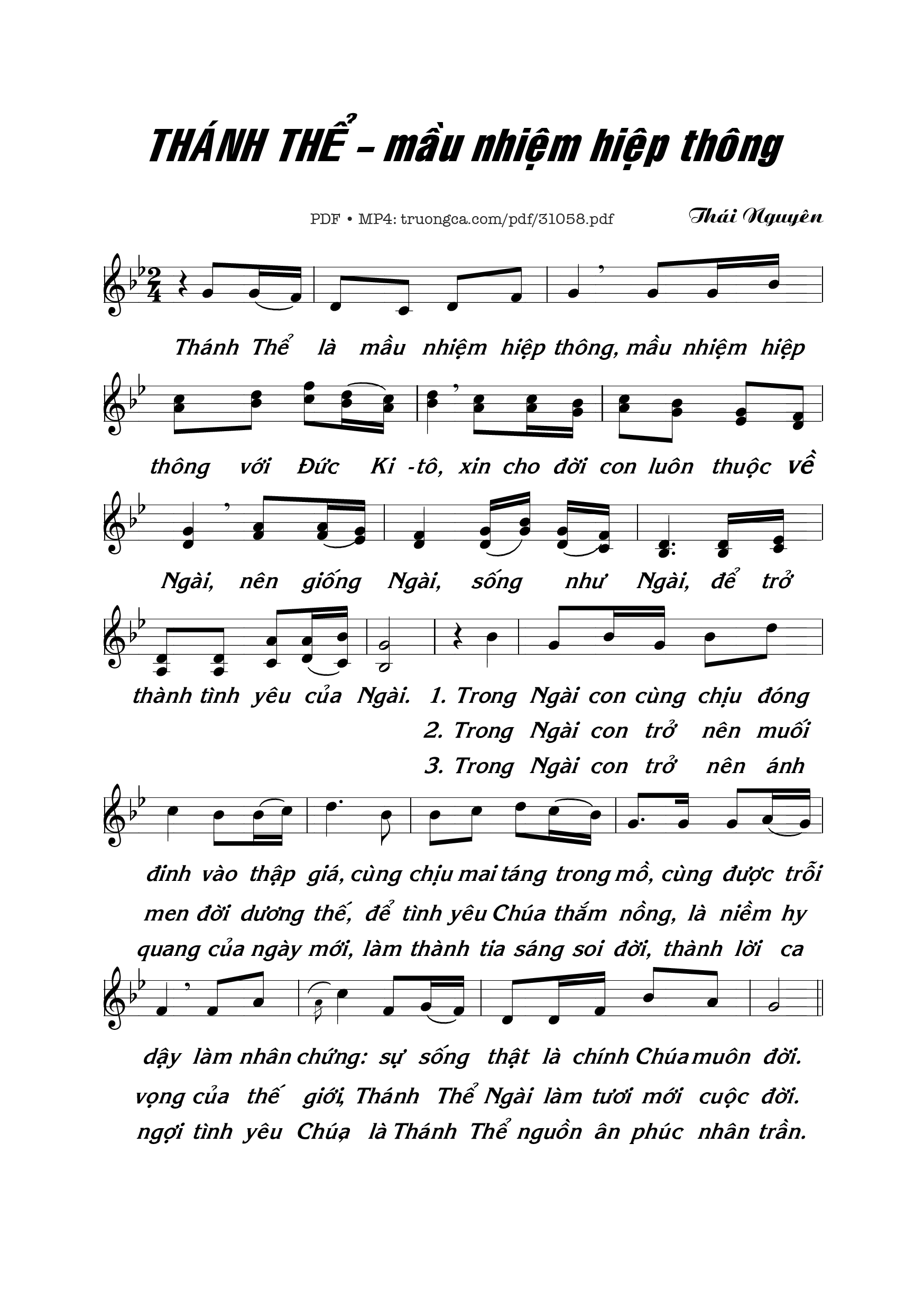 Sheet PDF of Thánh Thể - Mầu Nhiệm Hiệp Thông