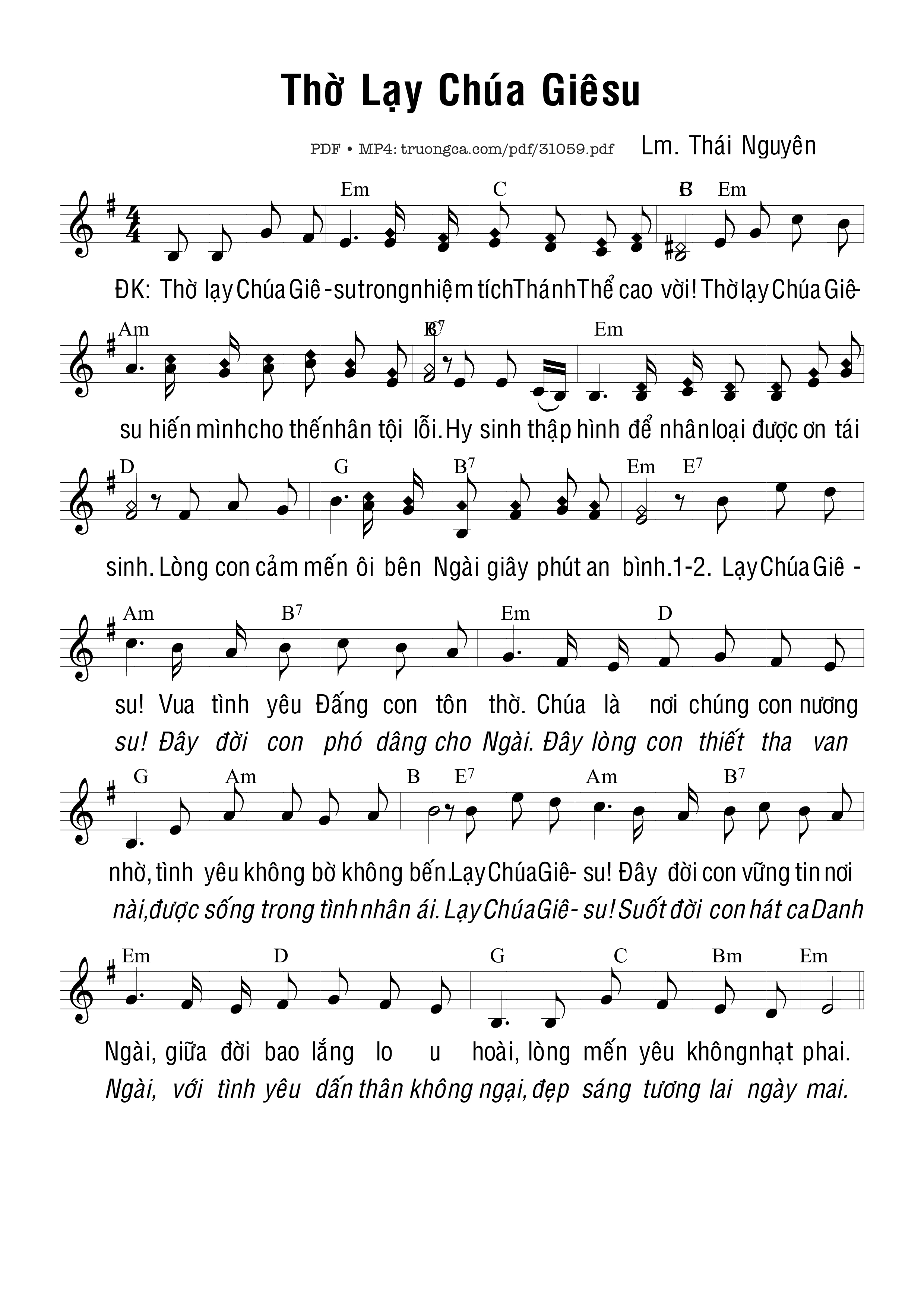 Sheet PDF of Thờ Lạy Chúa Giêsu
