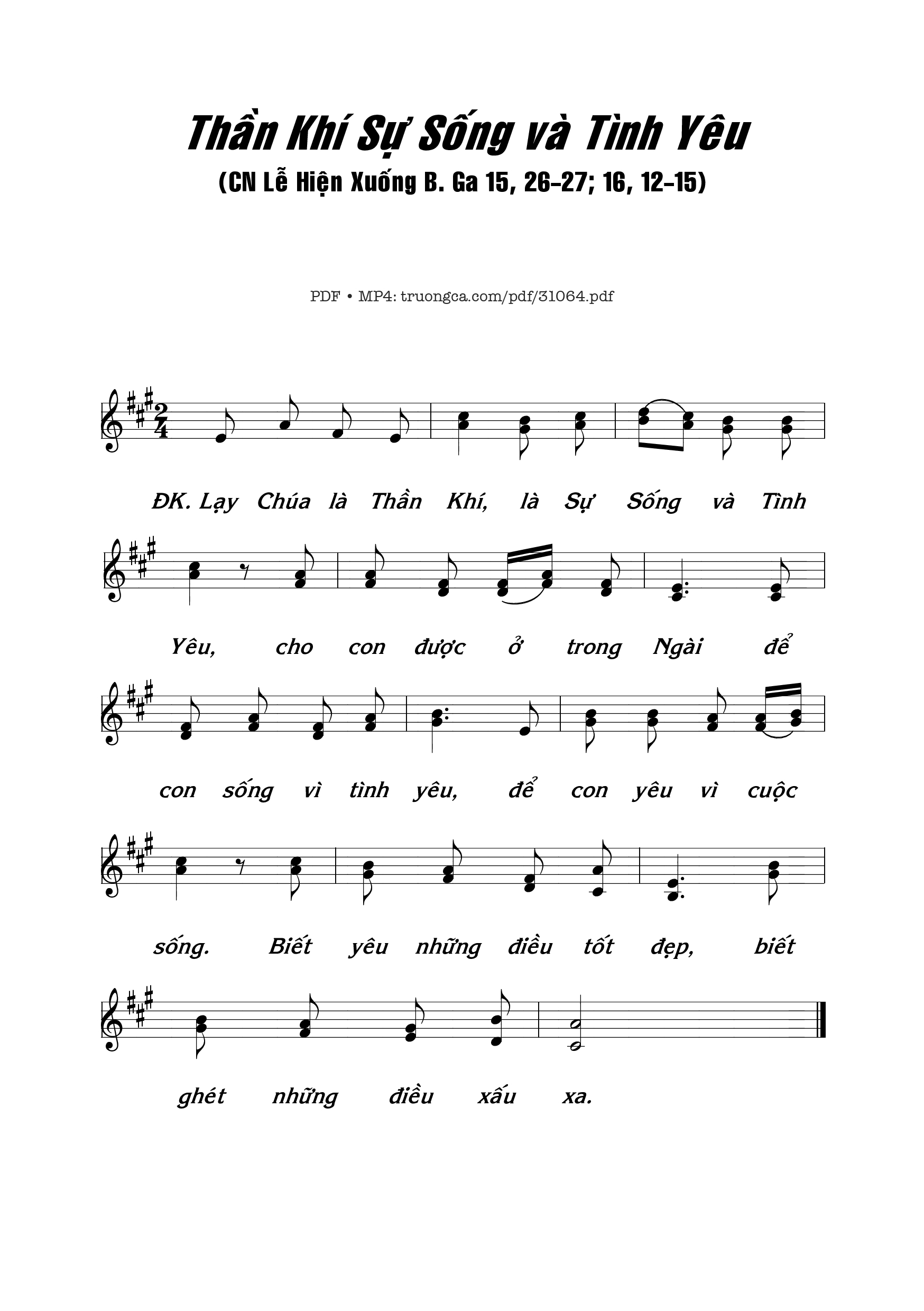 Sheet PDF of Thần Khí Sự Sống Và Tình Yêu