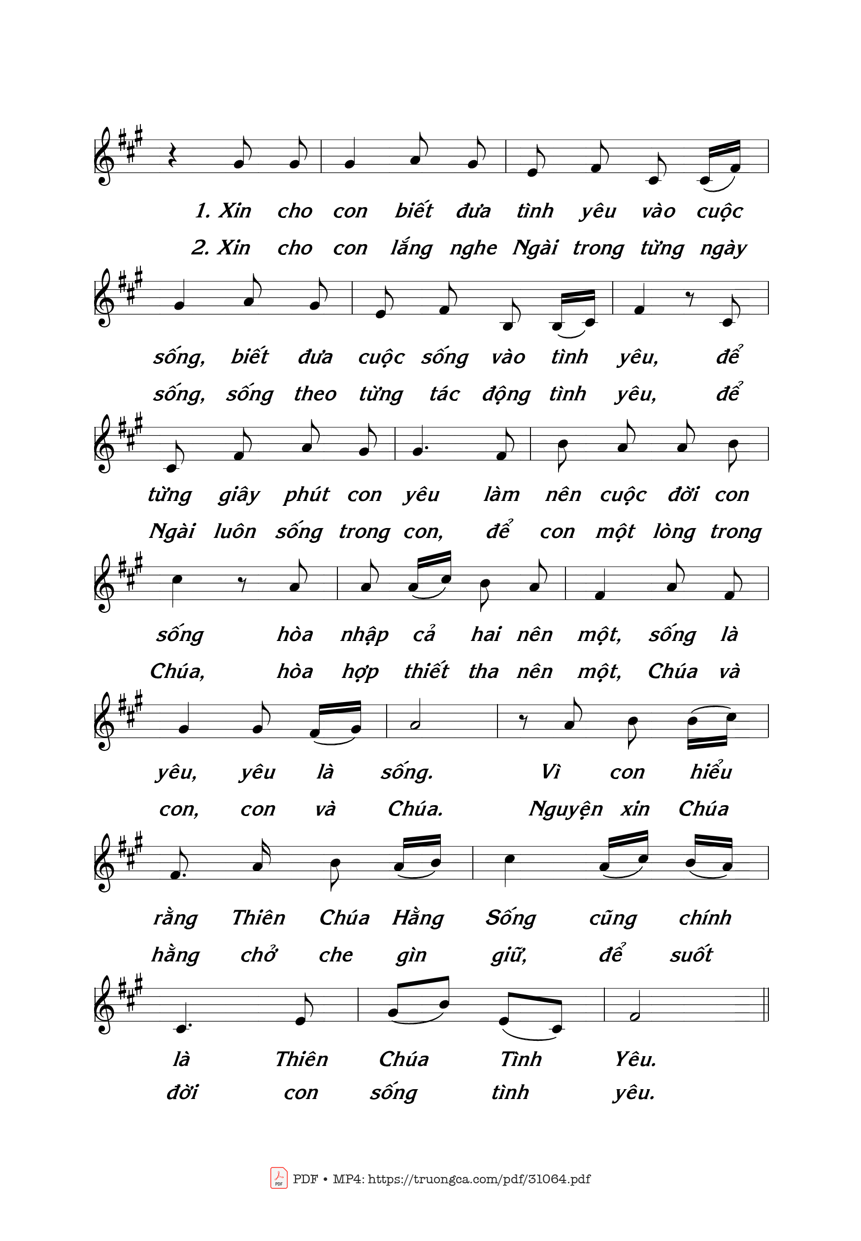Page 2 of Sheet music PDF Thần Khí Sự Sống Và Tình Yêu - Thái Nguyên