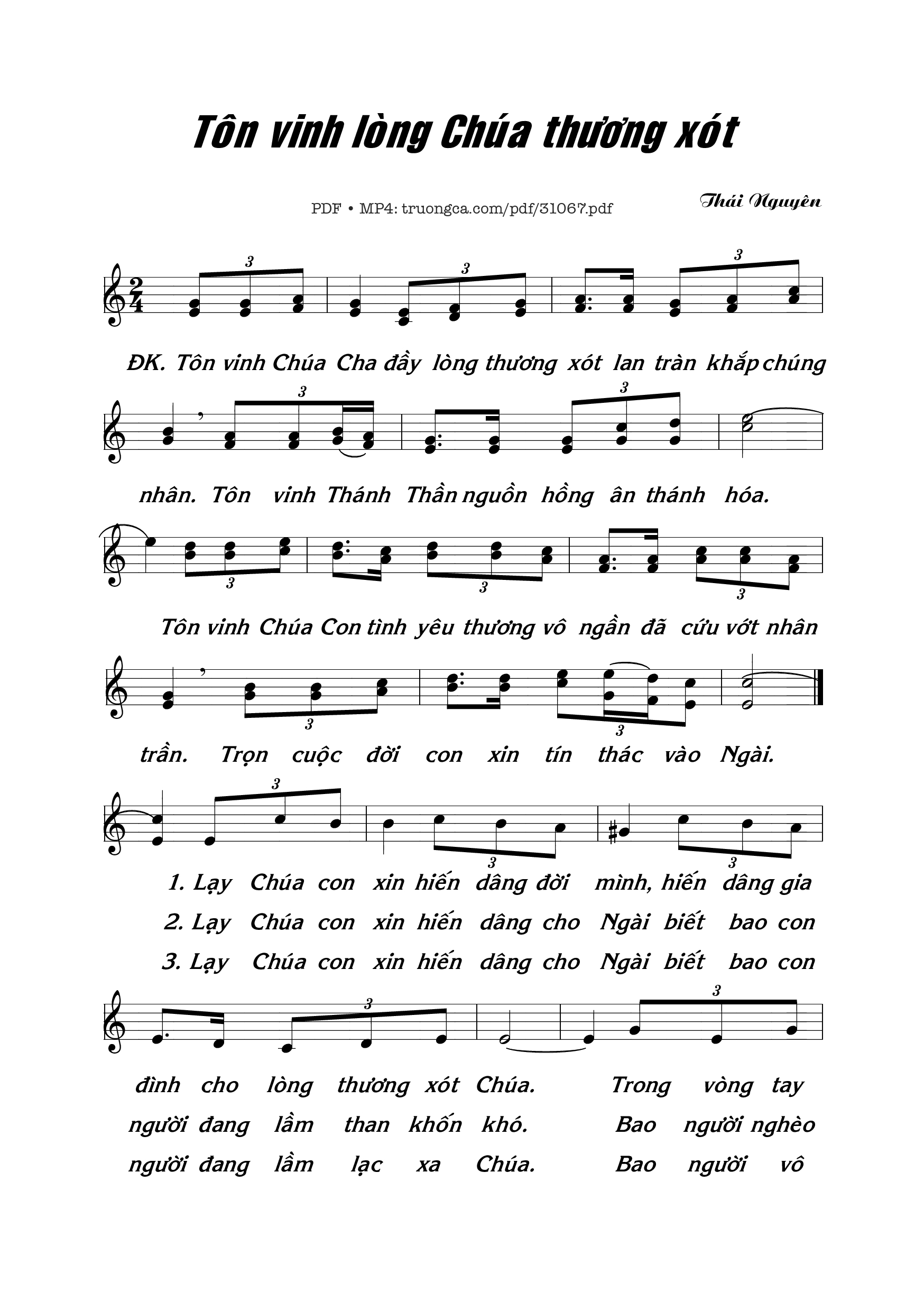 Sheet PDF of Tôn vinh lòng Chúa thương xót