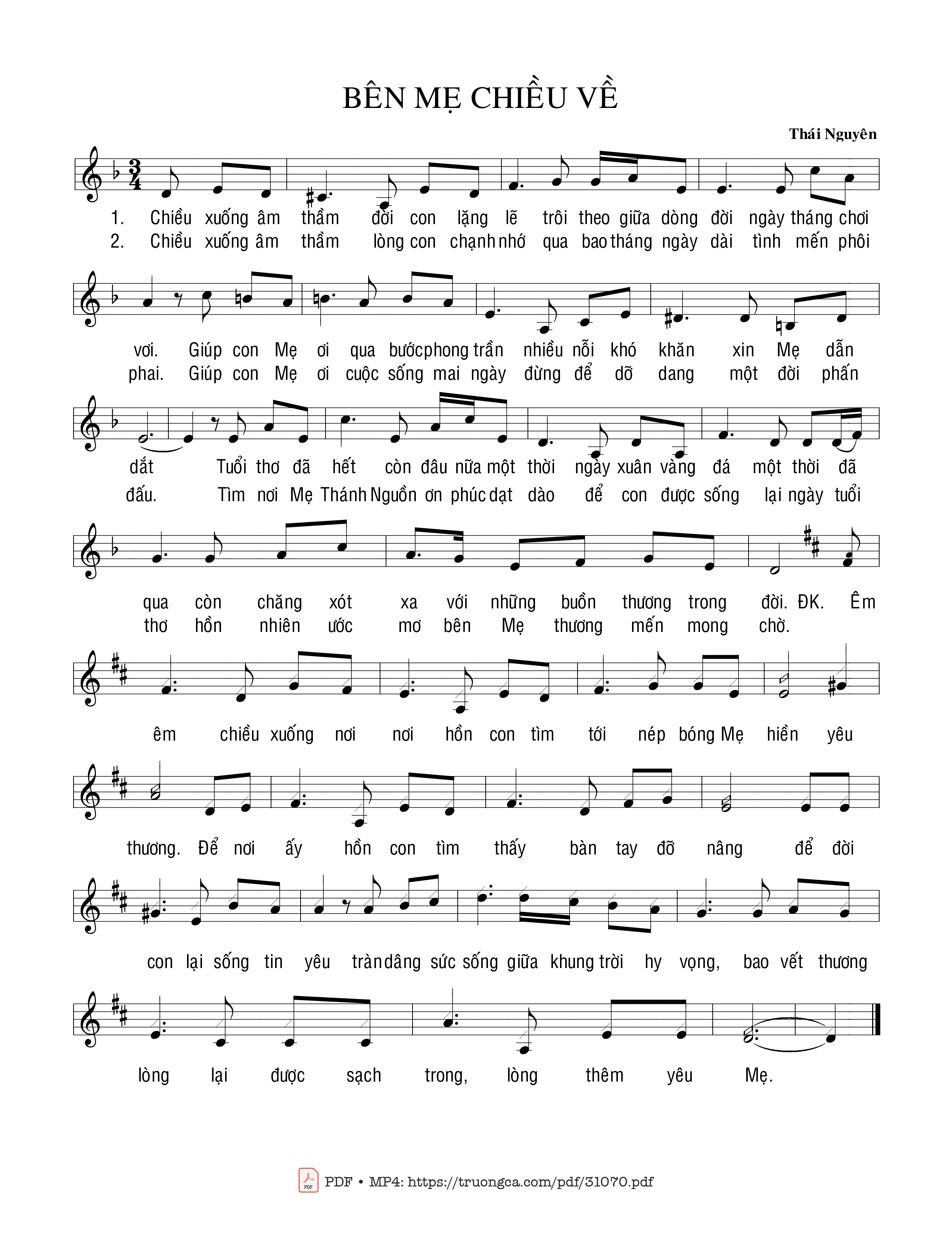 Page 1 of Sheet music PDF Bên Mẹ Chiều Về - Thái Nguyên