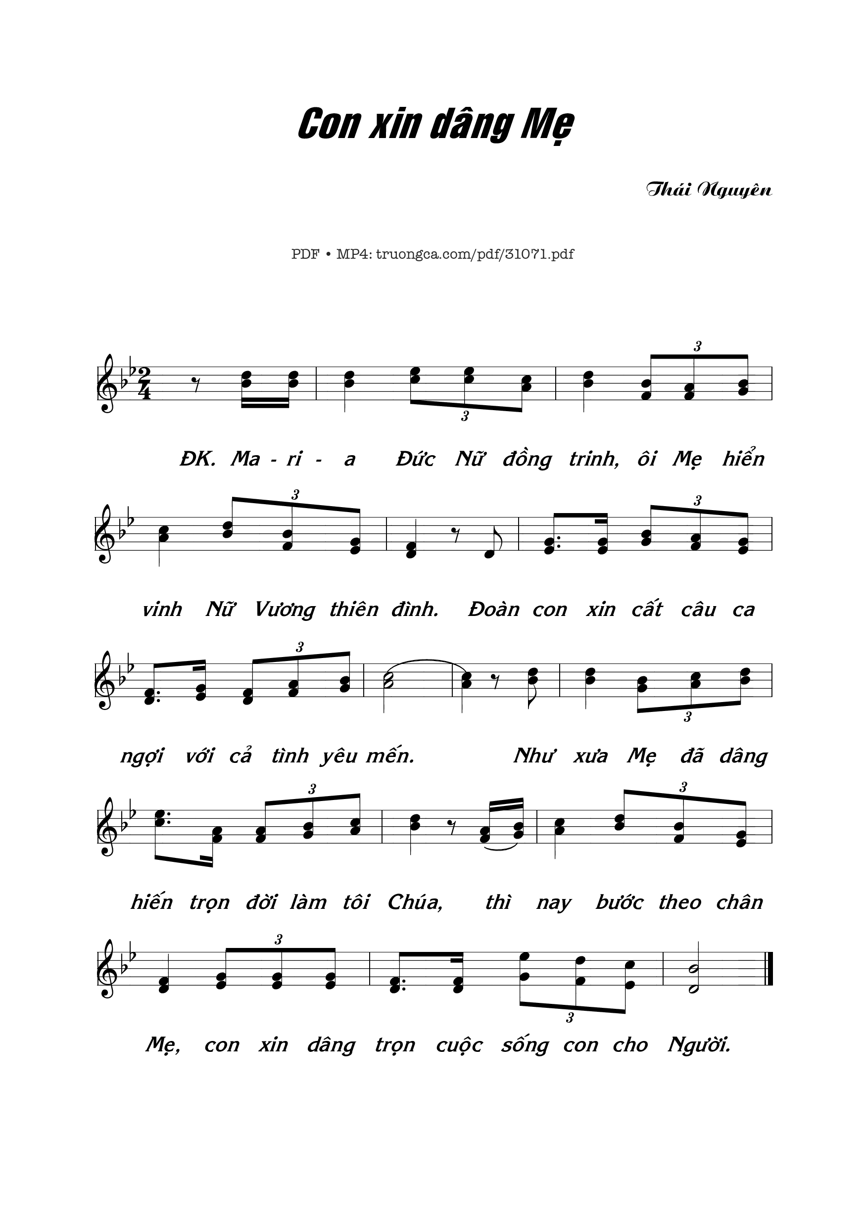 Sheet PDF of Con xin dâng Mẹ