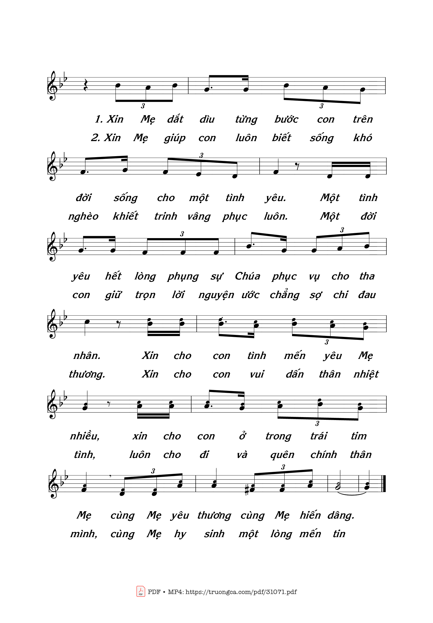 Page 2 of Sheet music PDF Con xin dâng Mẹ - Thái Nguyên