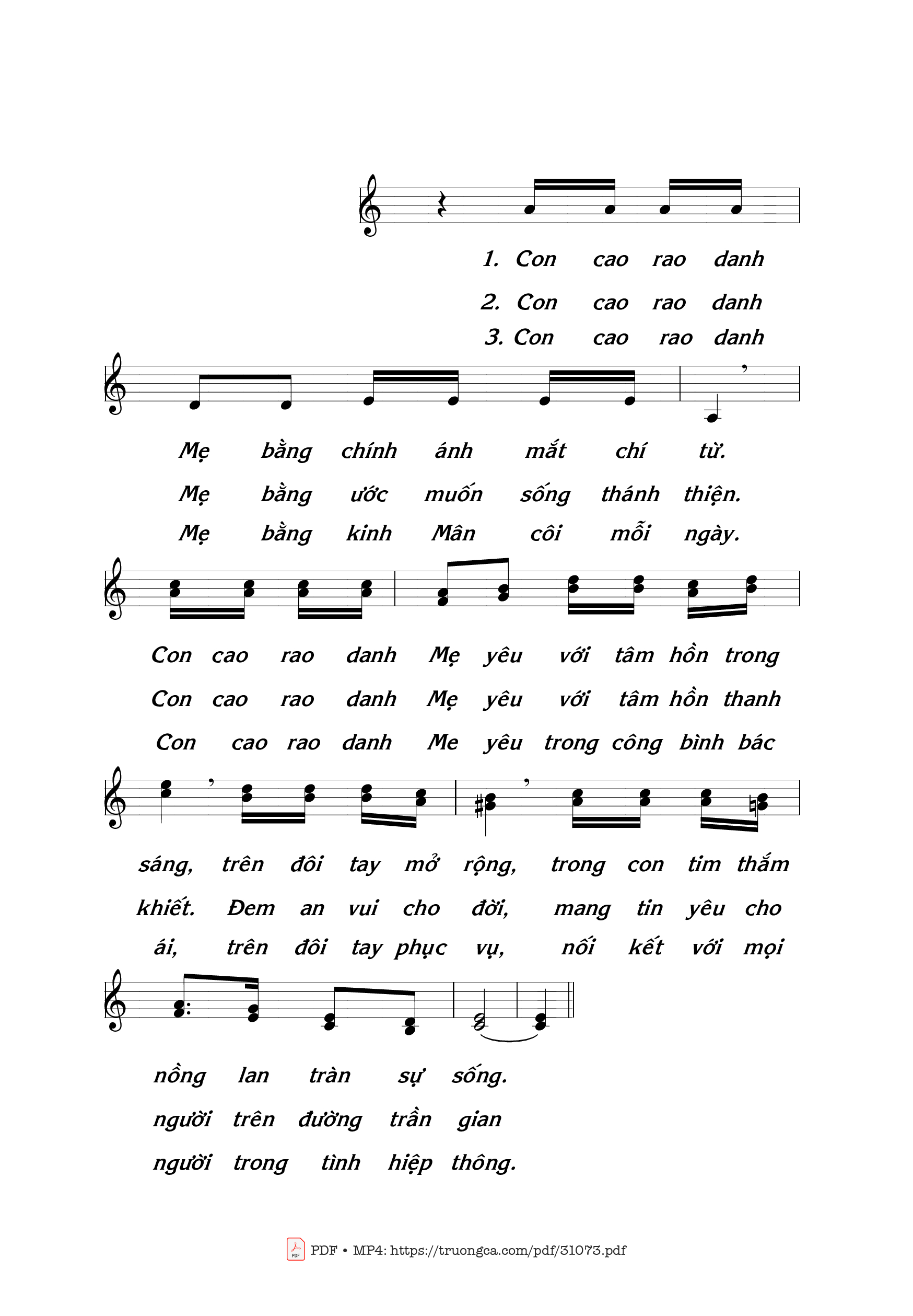 Page 2 of Sheet music PDF Dâng hiến cho Mẹ - Thái Nguyên