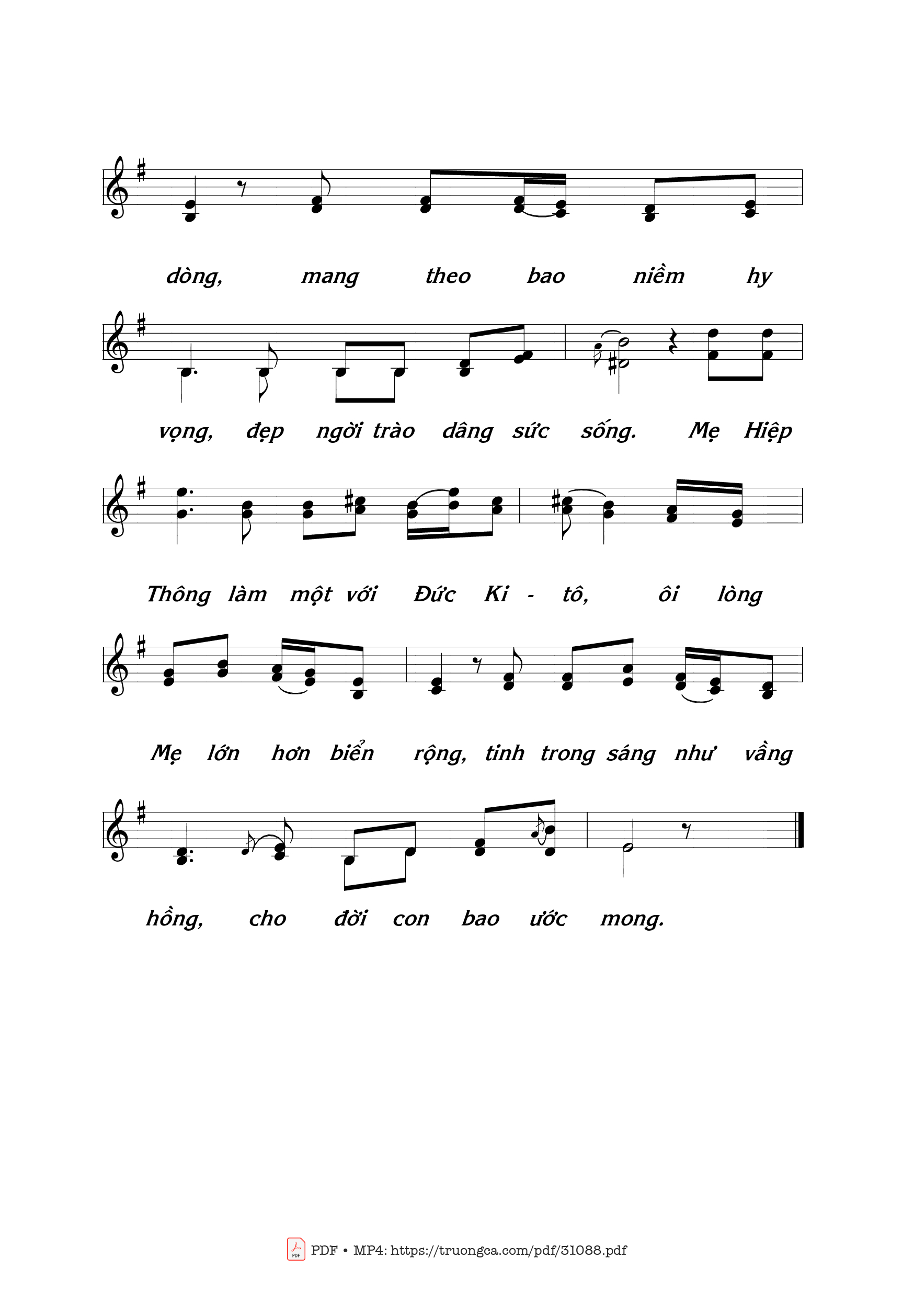Page 2 of Sheet music PDF Mẹ hiệp thông - Thái Nguyên