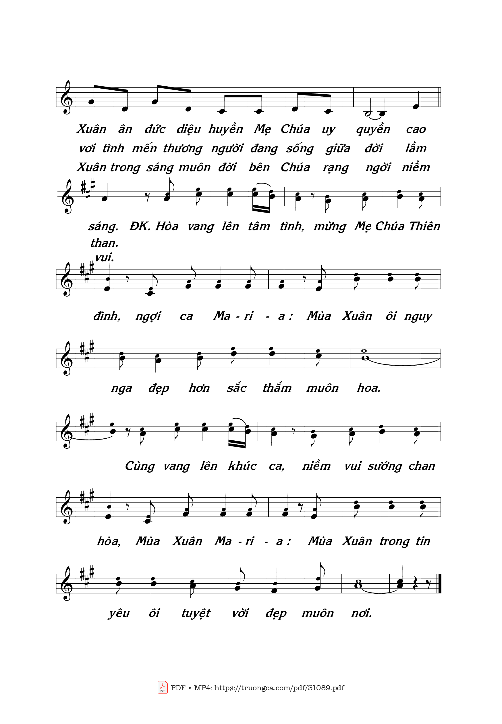 Page 2 of Sheet music PDF Mẹ là mùa xuân - Thái Nguyên
