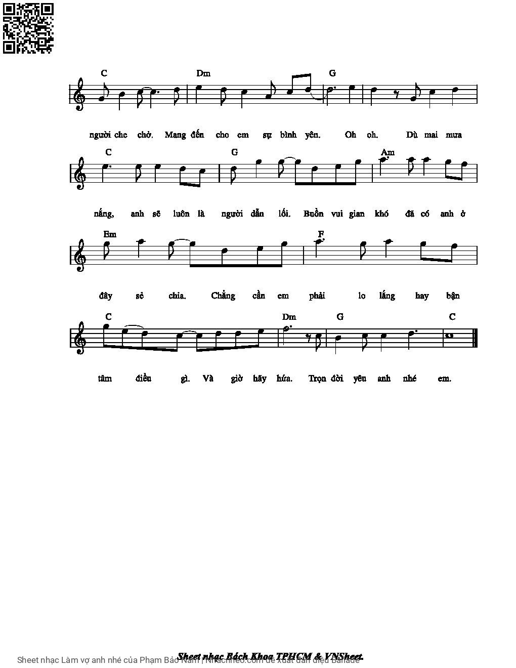 Page 2 of Sheet music PDF Làm vợ anh nhé - Phạm Bảo Nam