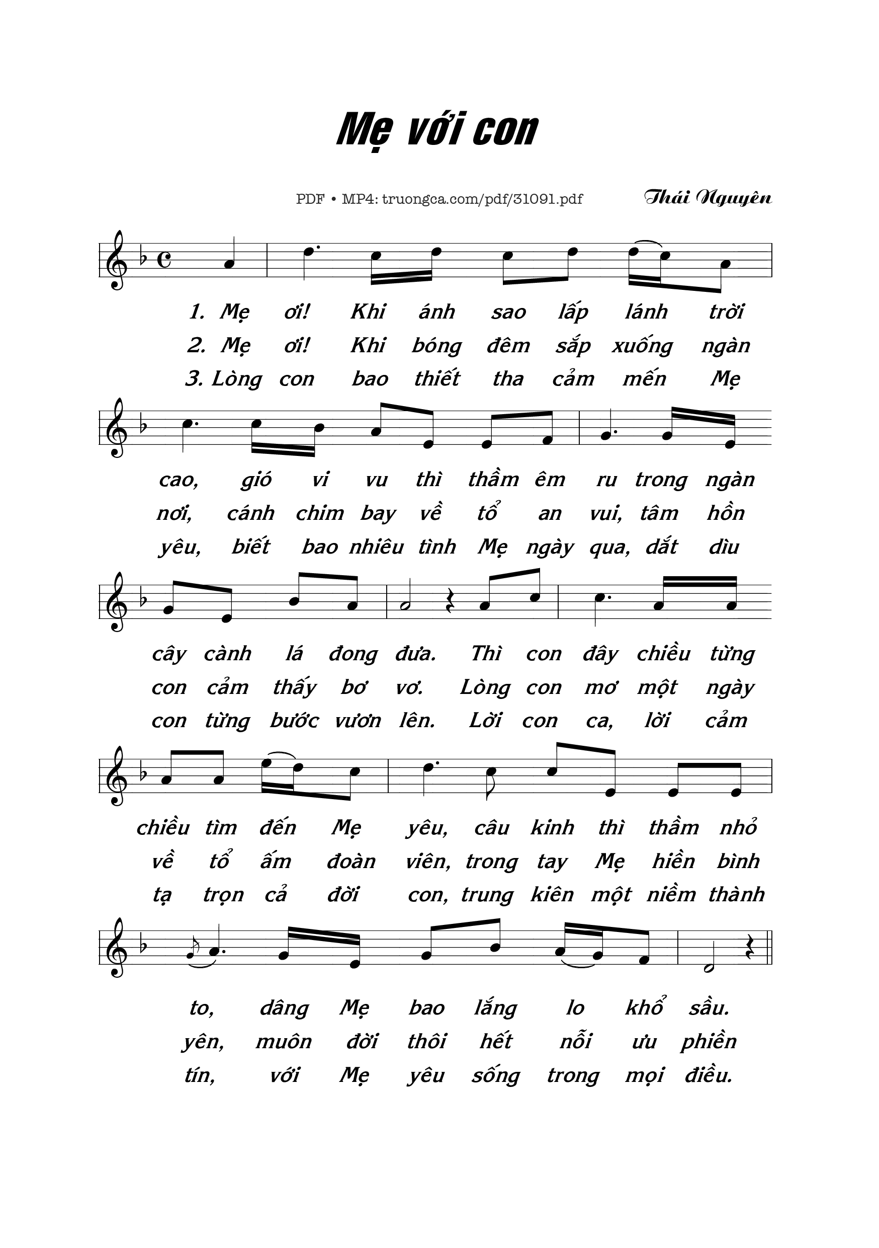 Page 1 of Sheet music PDF Mẹ với con - Thái Nguyên