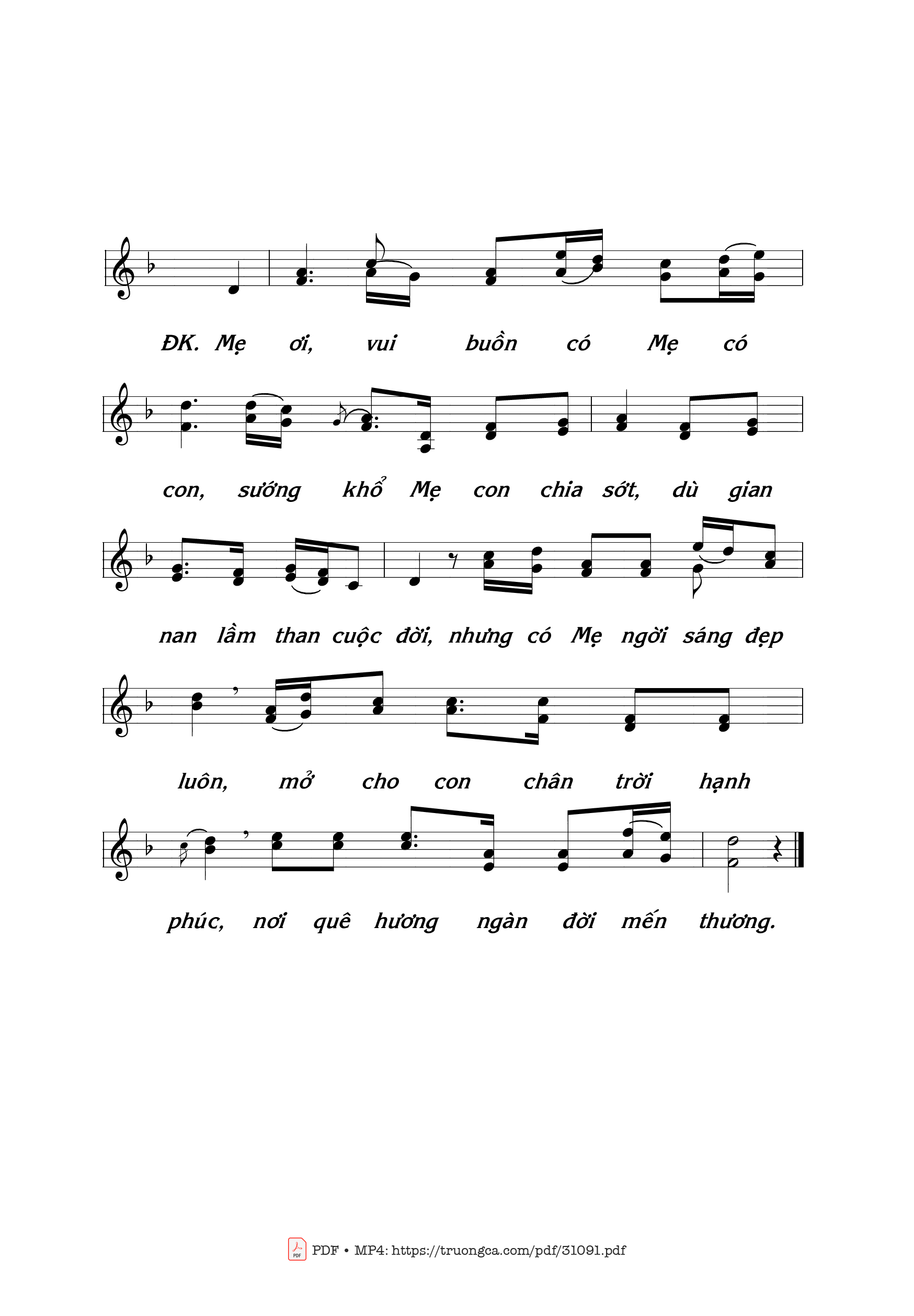 Page 2 of Sheet music PDF Mẹ với con - Thái Nguyên