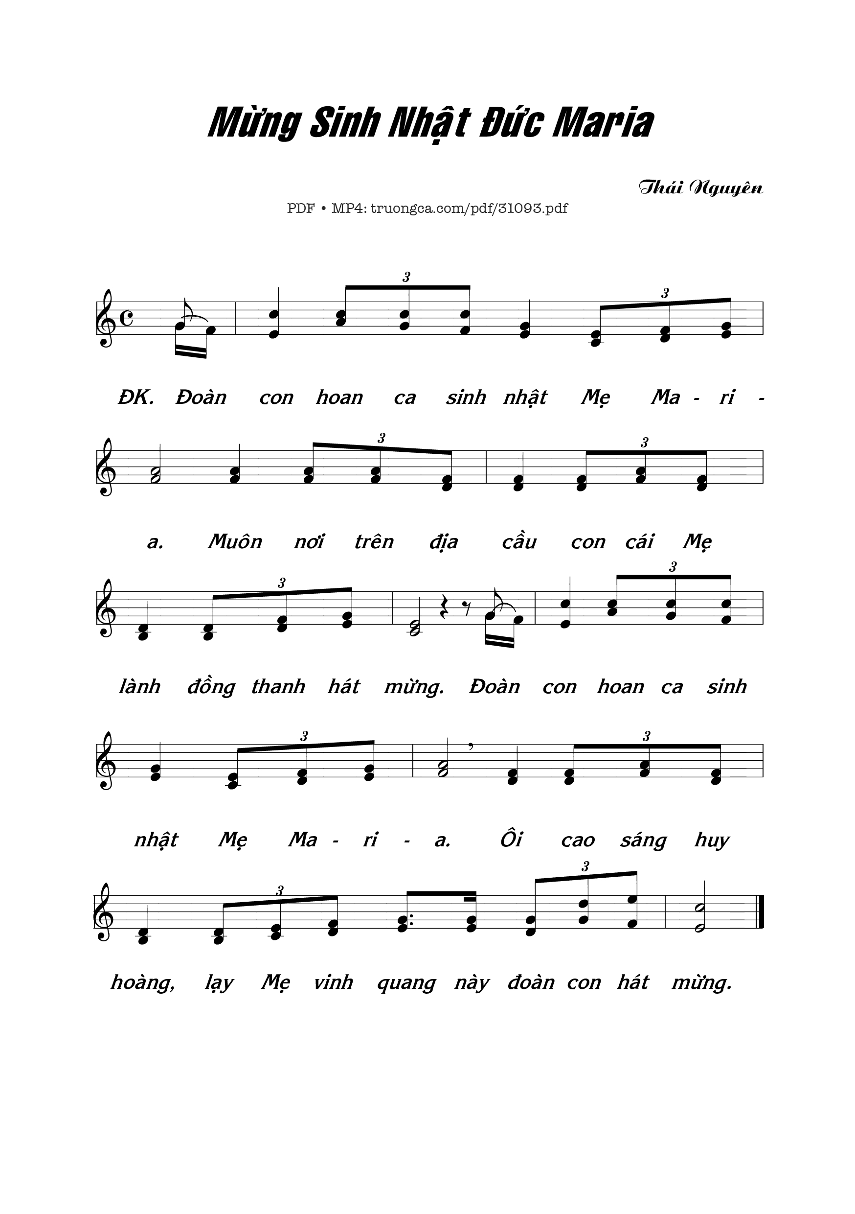 Sheet PDF of Mừng sinh nhật Đức Maria