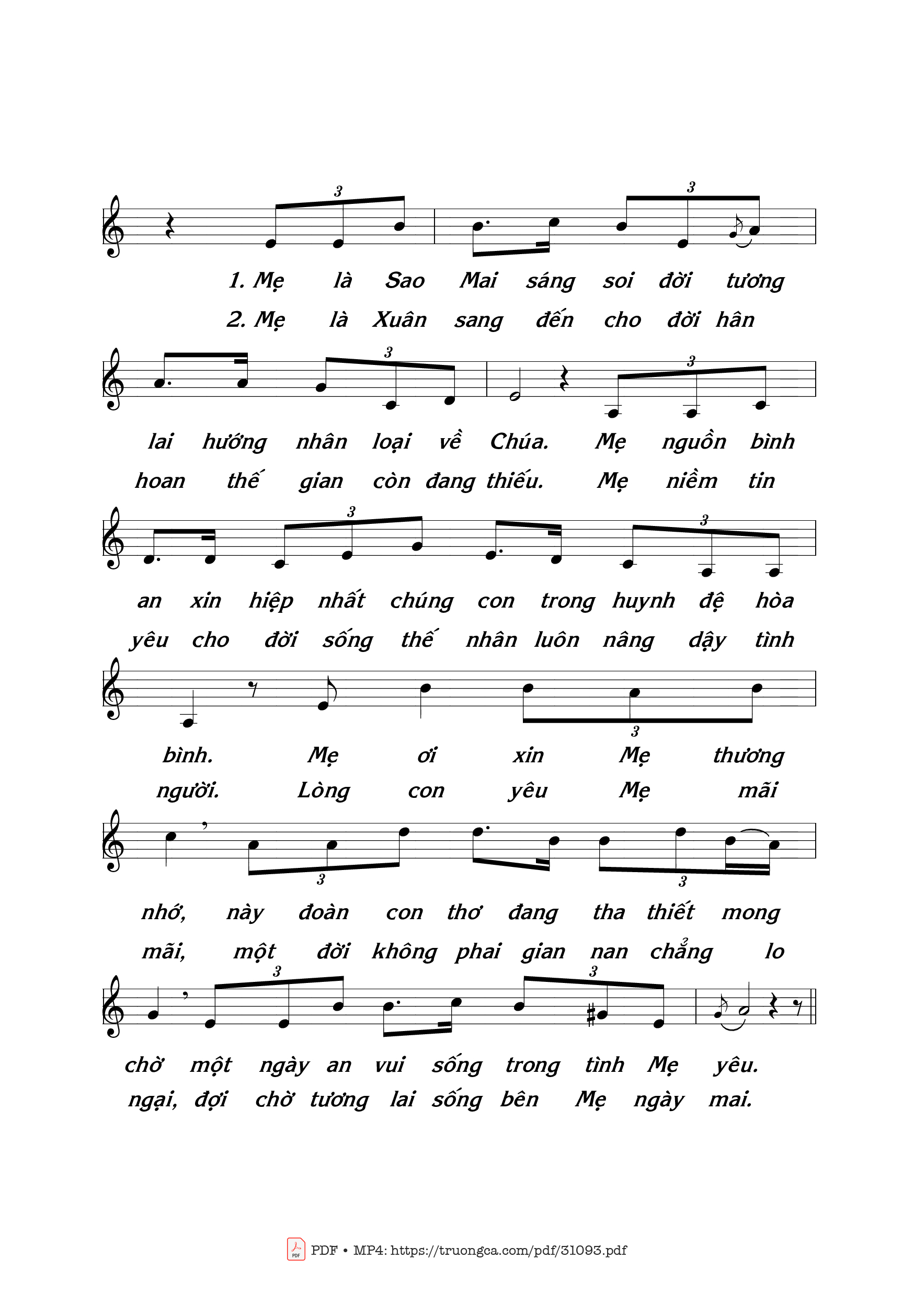 Page 2 of Sheet music PDF Mừng sinh nhật Đức Maria - Thái Nguyên