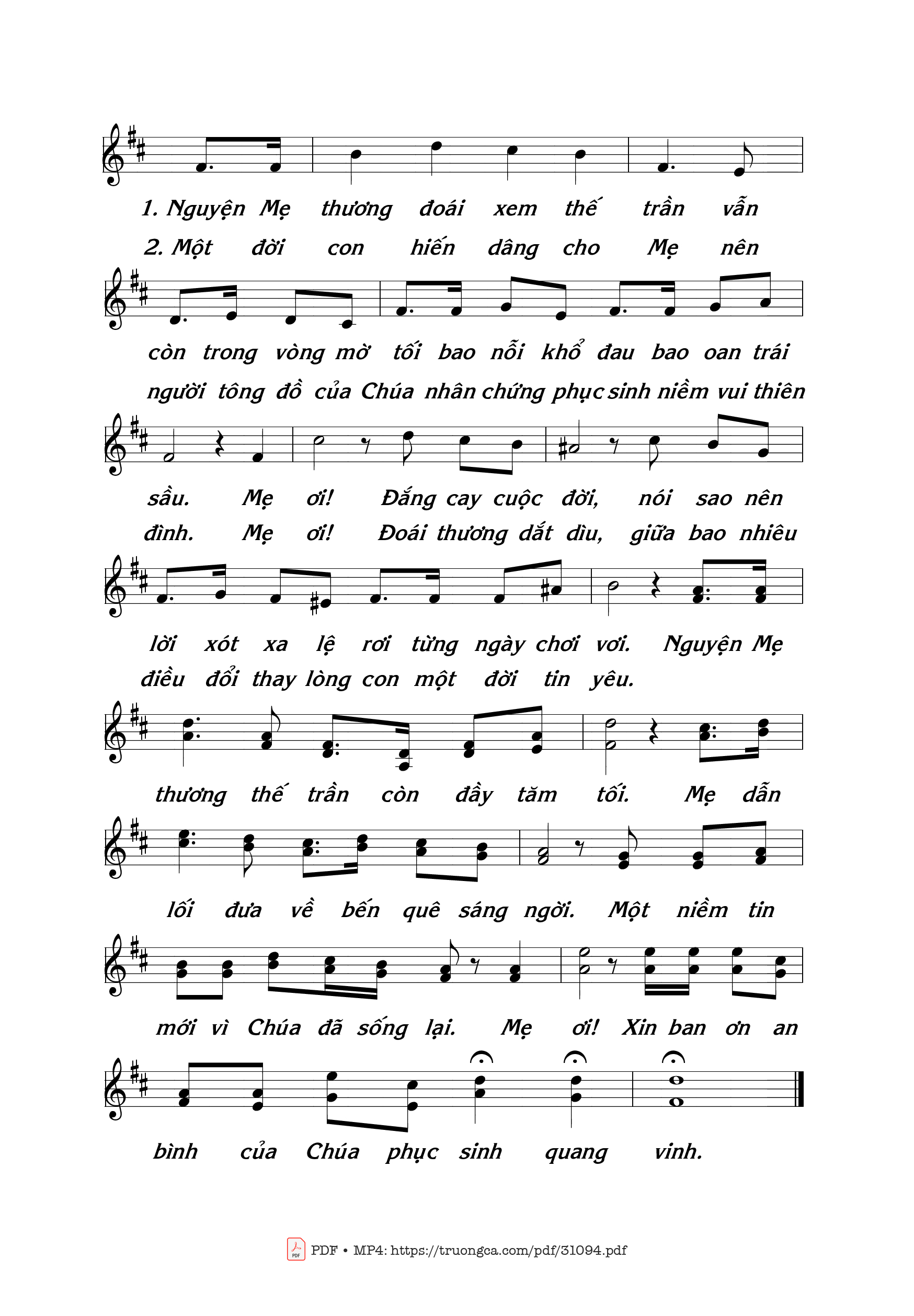 Page 2 of Sheet music PDF Nữ Vương Thiên Đàng - Thái Nguyên