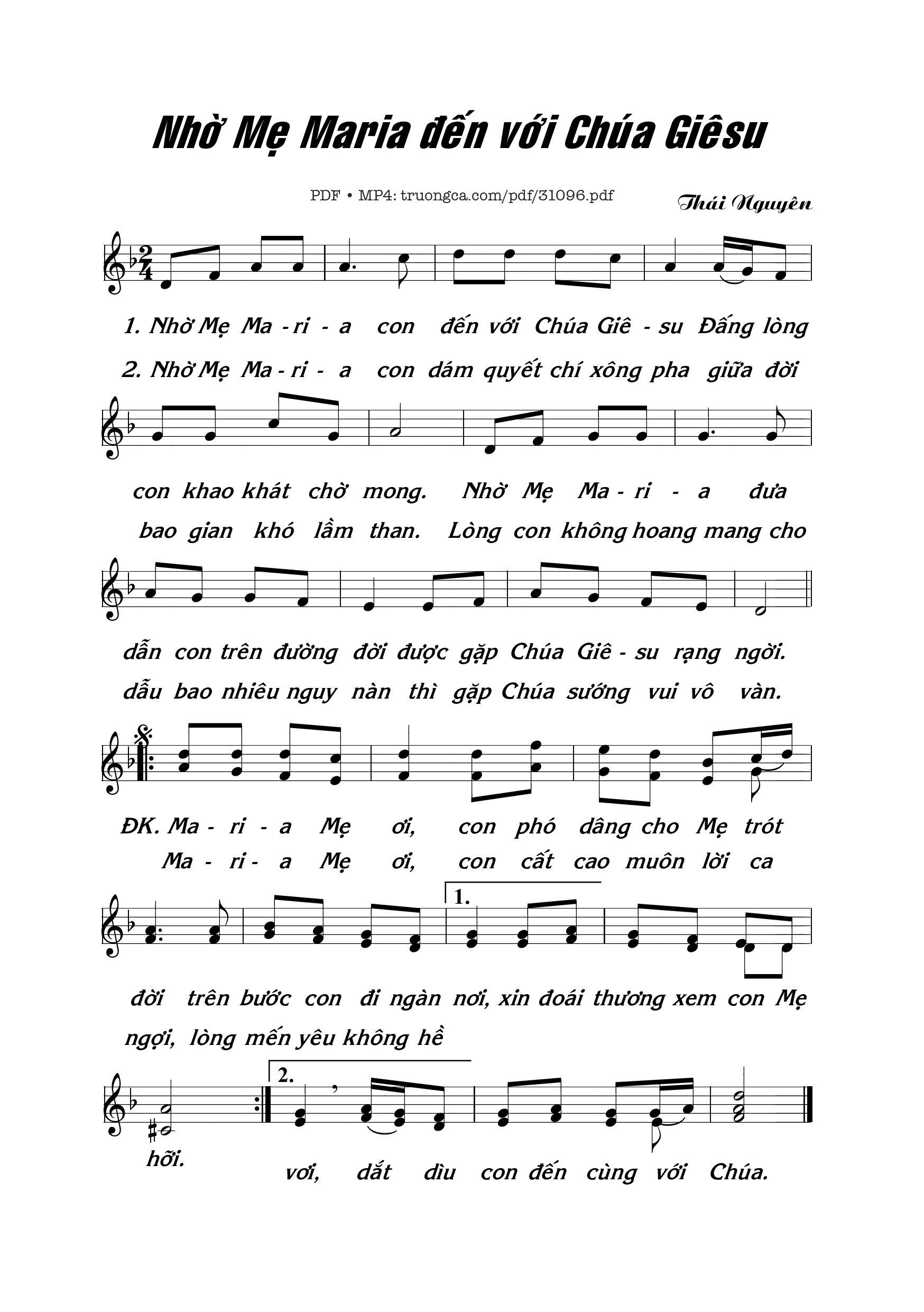 Sheet PDF of Nhờ Mẹ Maria Đến Với CG