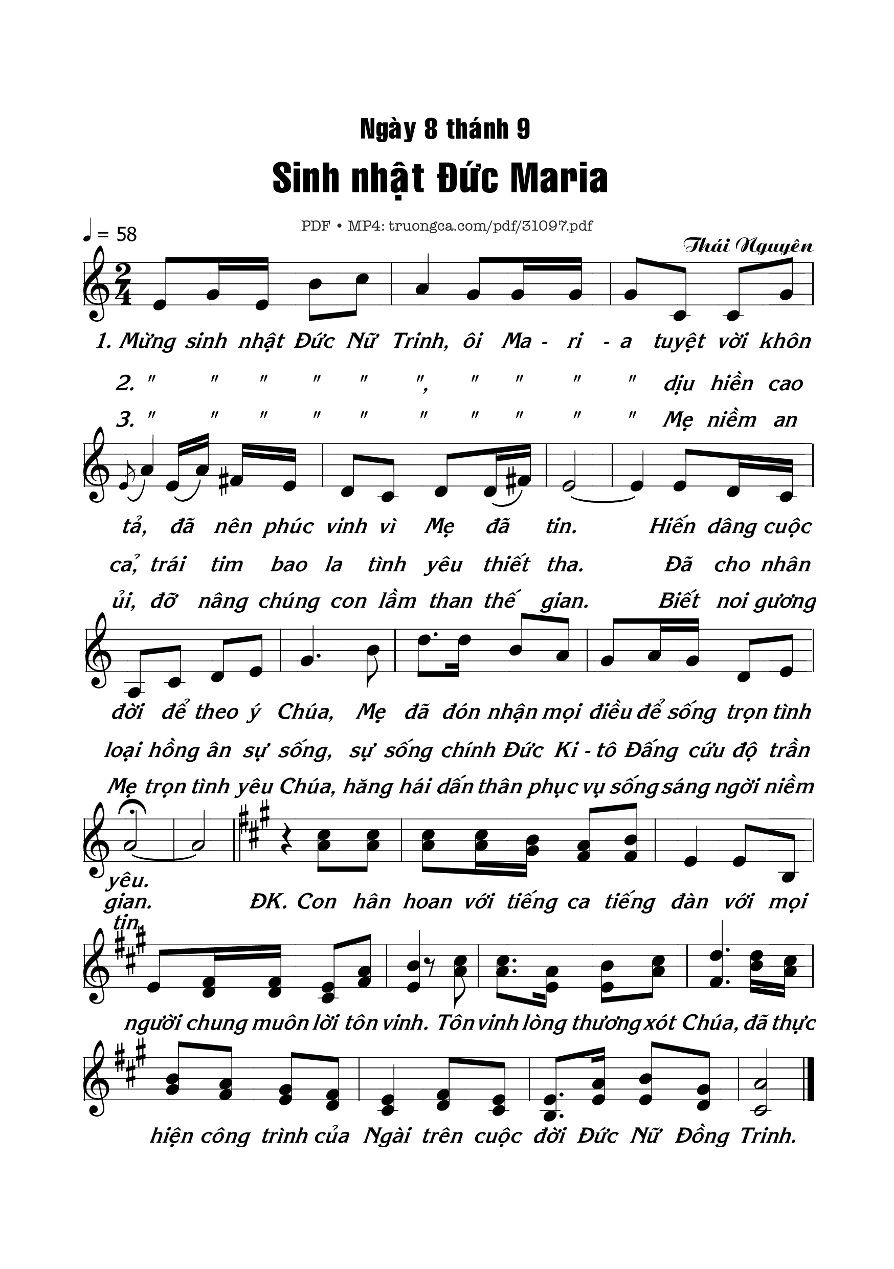 Sheet PDF of Sinh Nhật Đức Maria