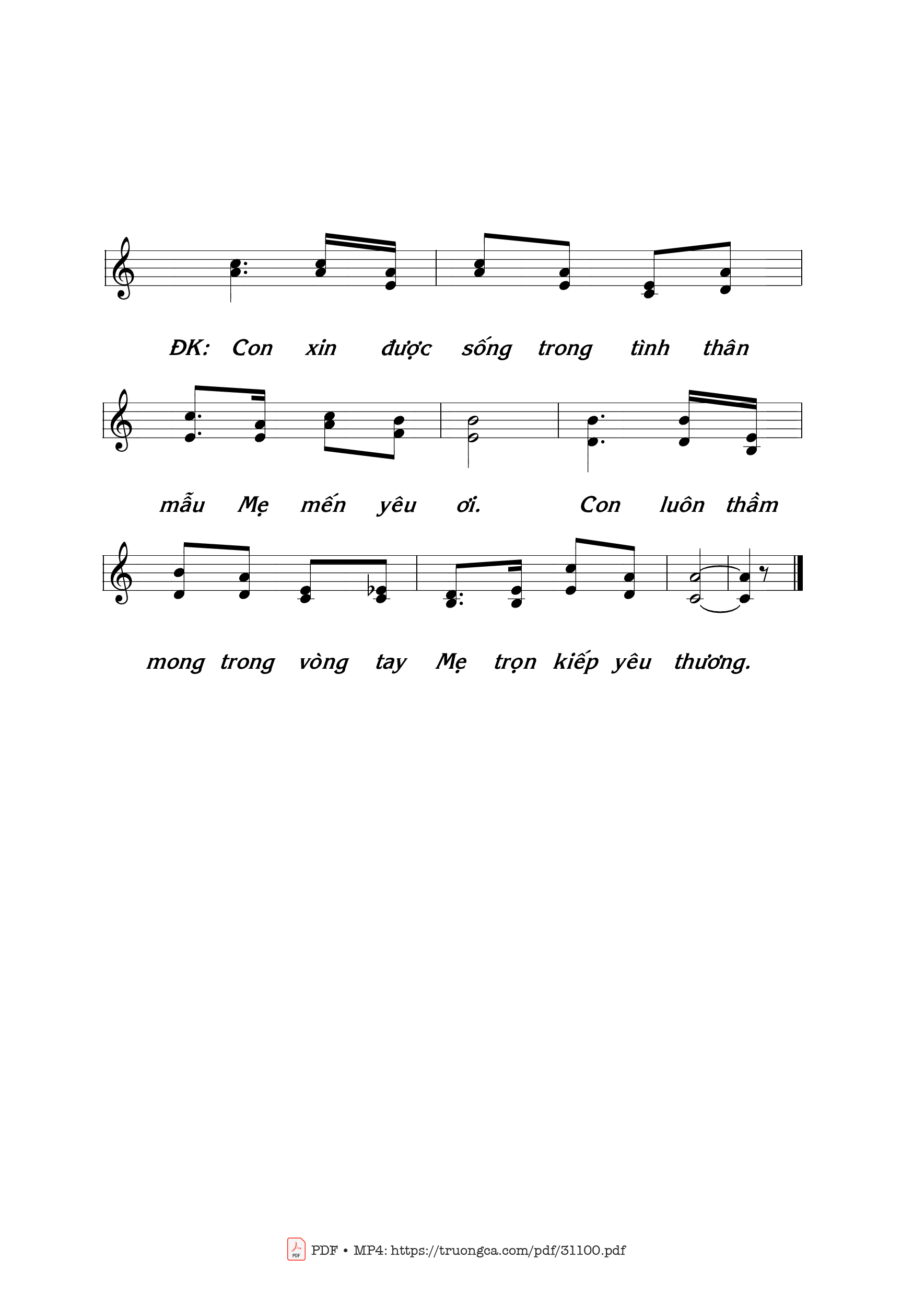 Page 2 of Sheet music PDF Tình Mẹ Thương Con - Thái Nguyên