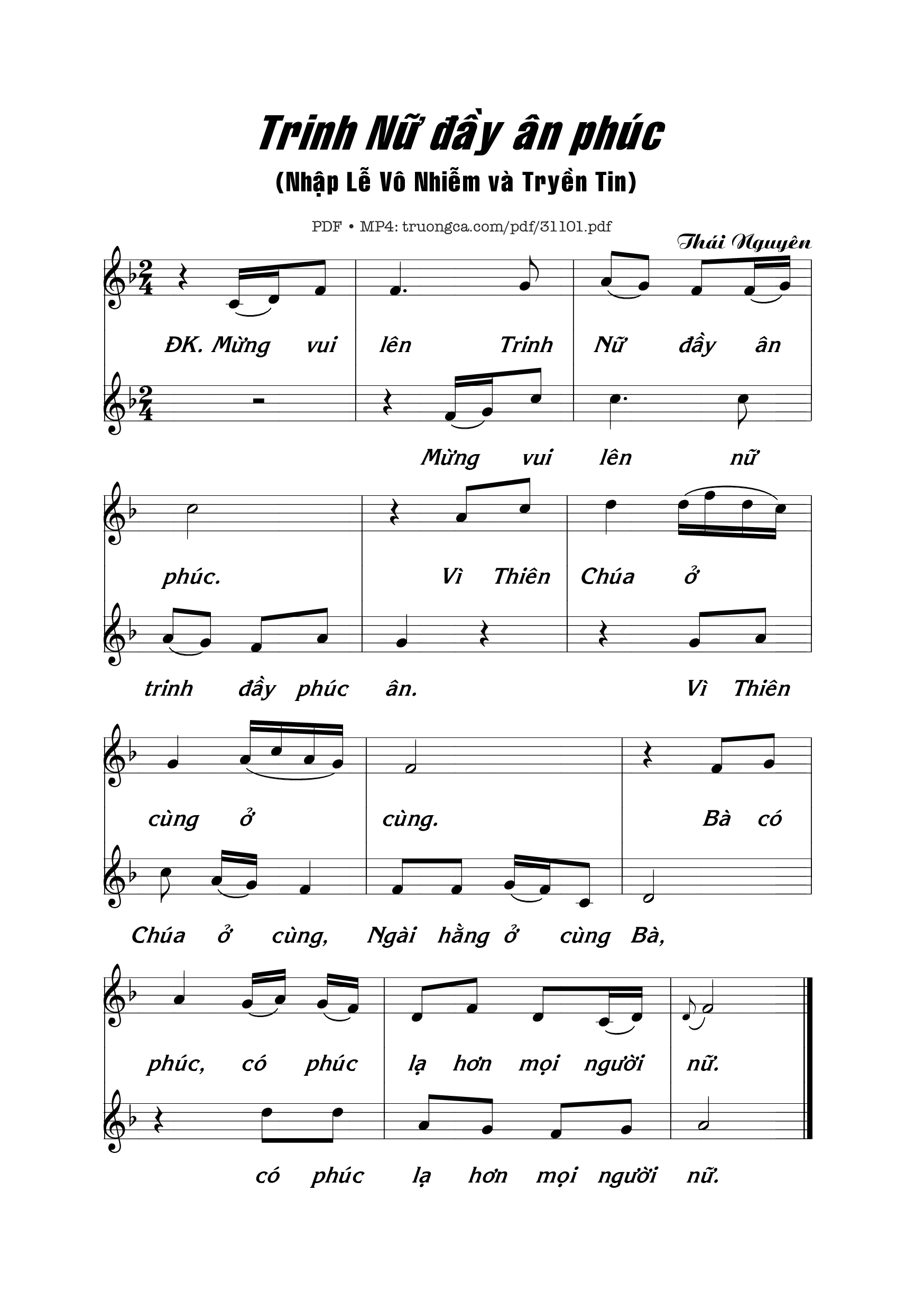 Sheet PDF of Trinh Nữ Đầy Ân Phúc