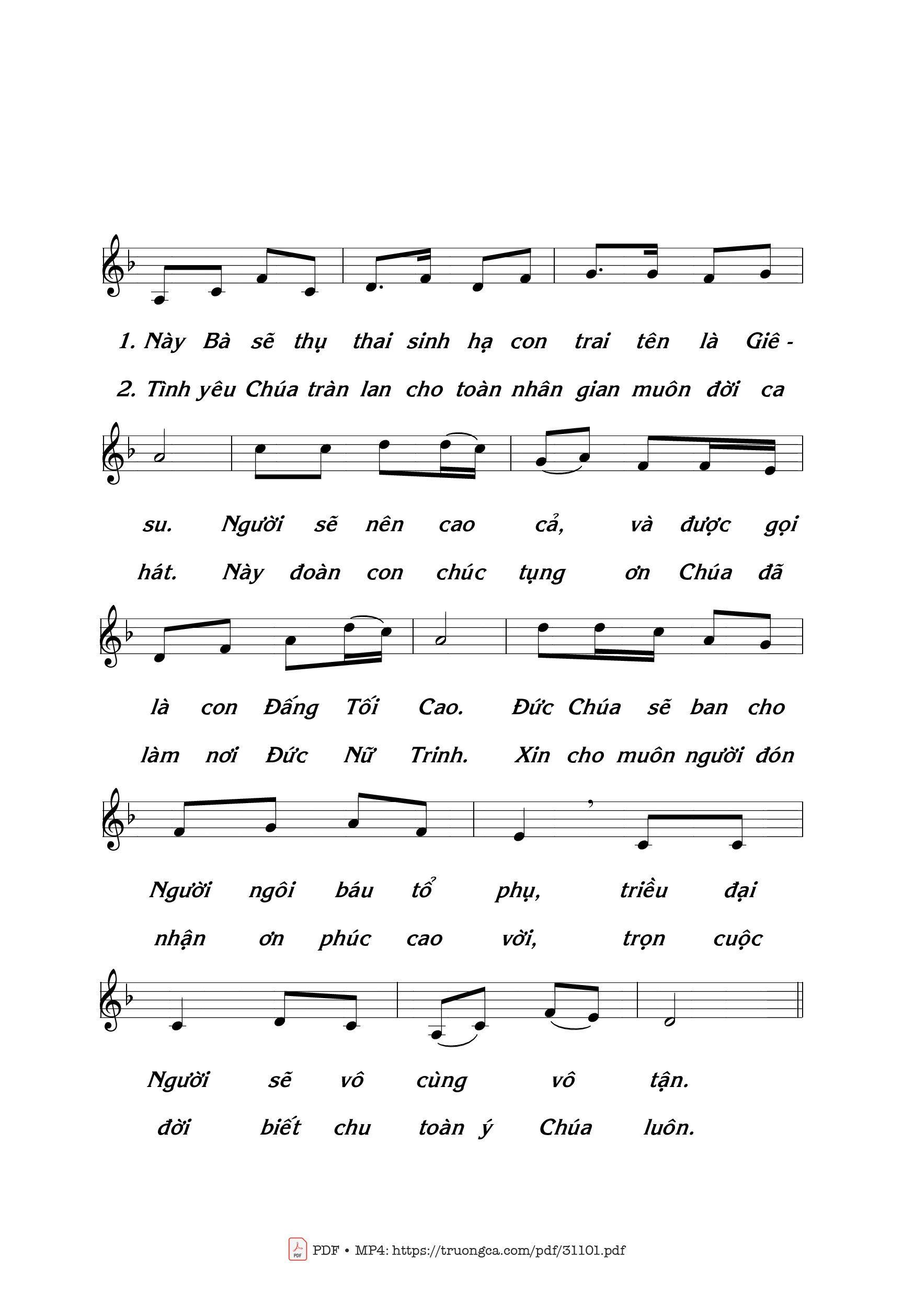 Page 2 of Sheet music PDF Trinh Nữ Đầy Ân Phúc - Thái Nguyên