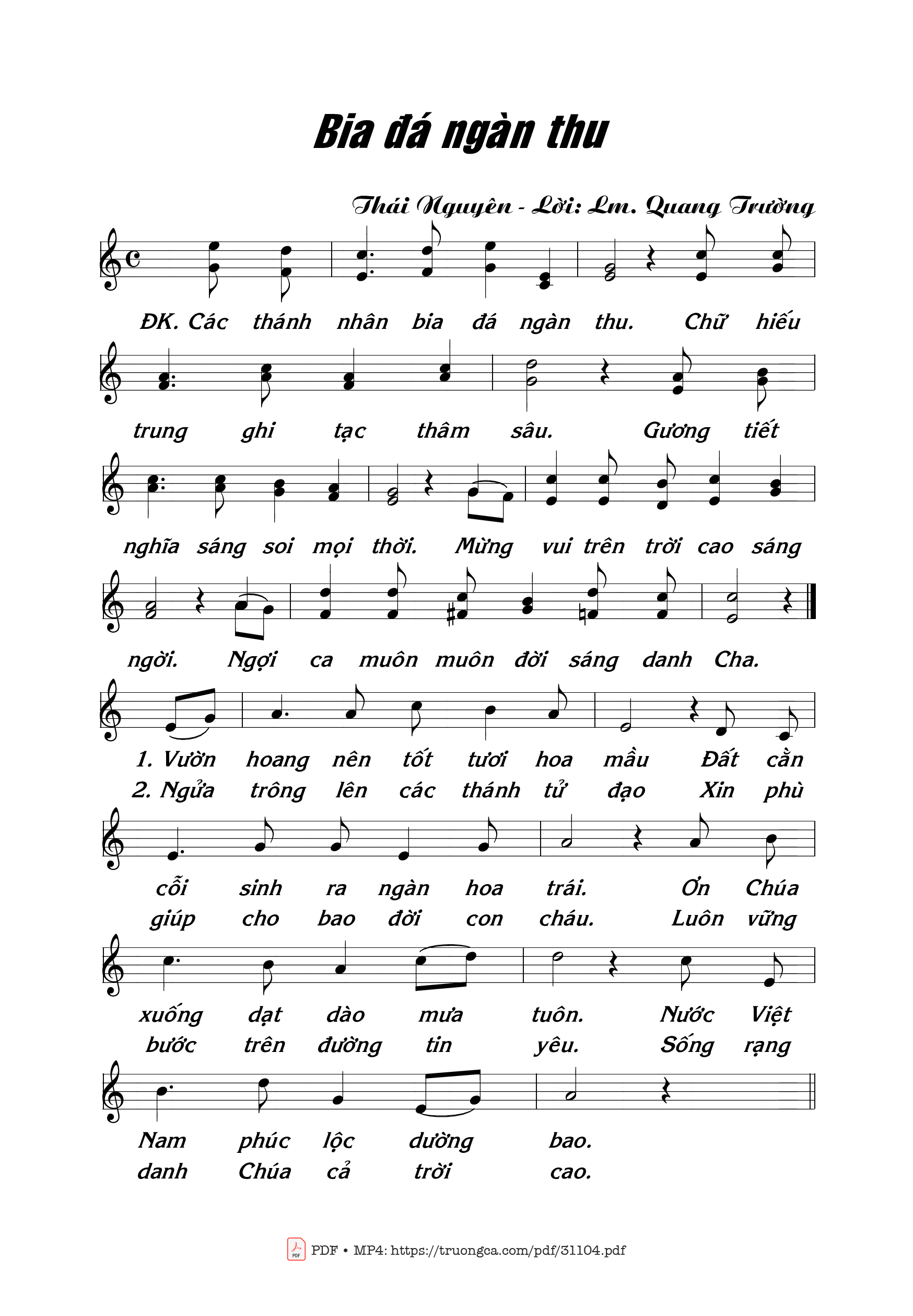 Sheet PDF of Bia đá ngàn thu