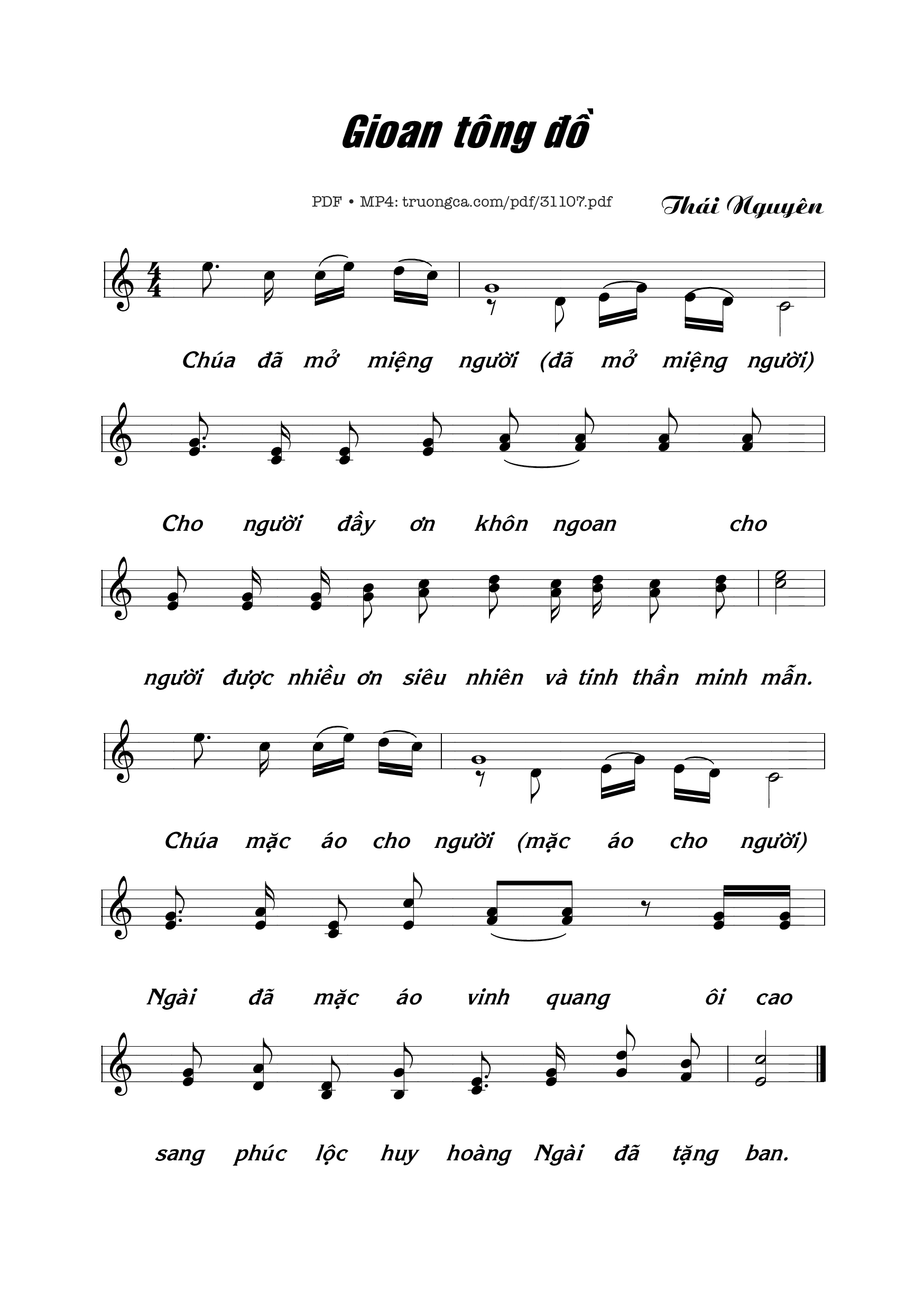 Sheet PDF of Gioan Tông đồ