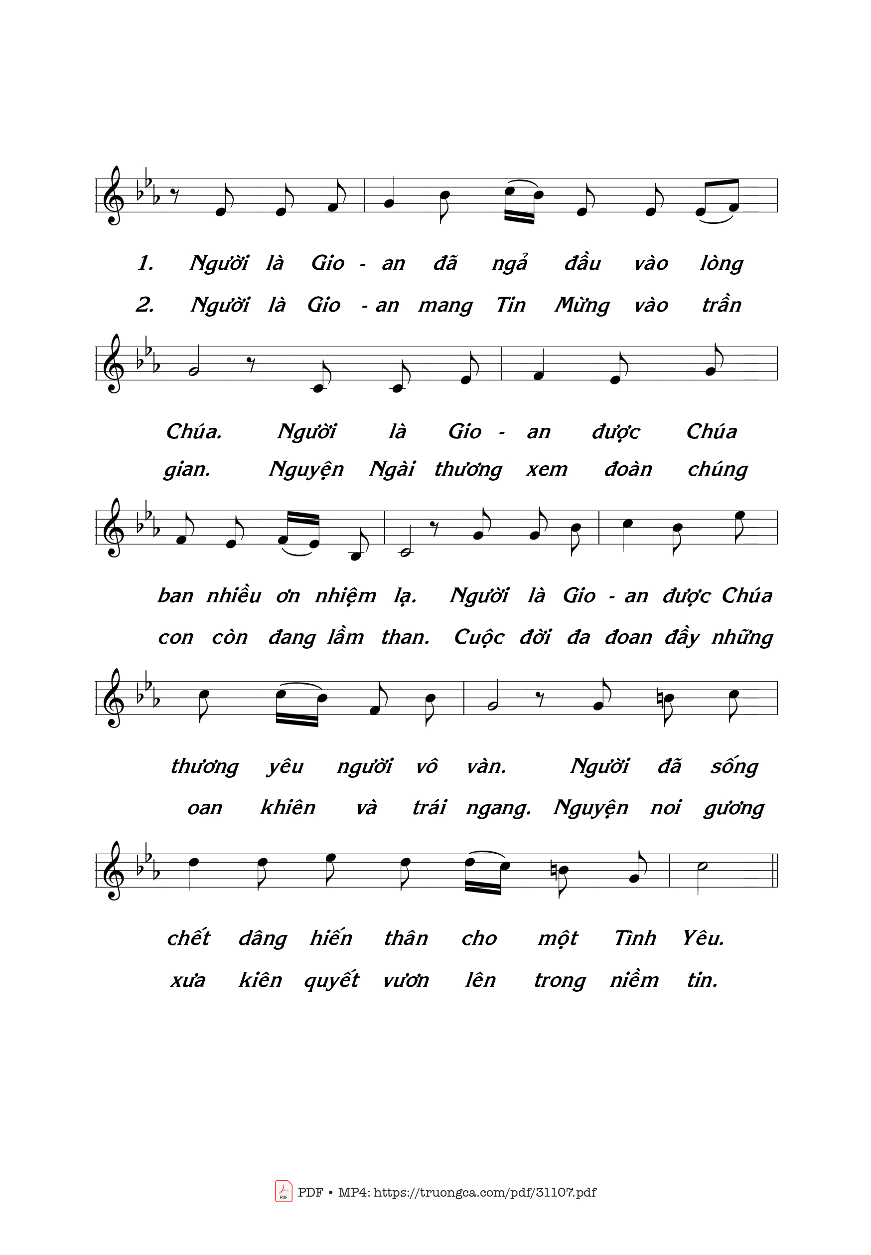 Page 2 of Sheet music PDF Gioan Tông đồ - Thái Nguyên