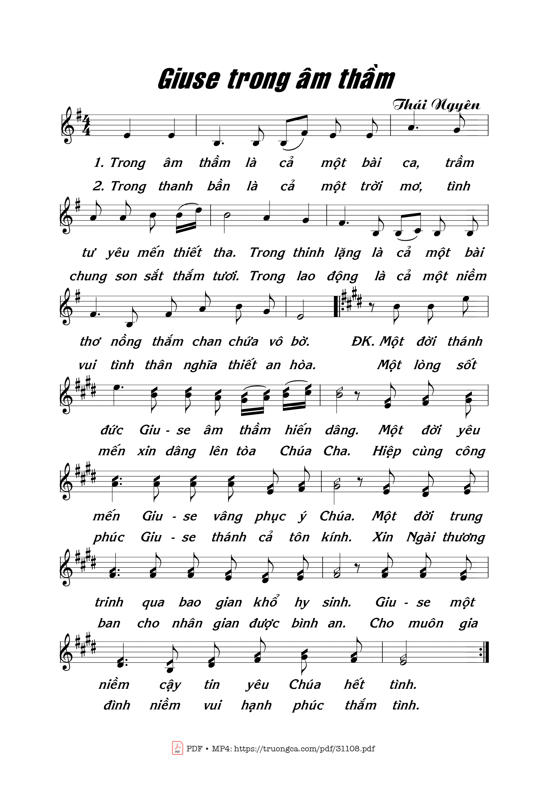 Sheet PDF of Giuse trong âm thầm