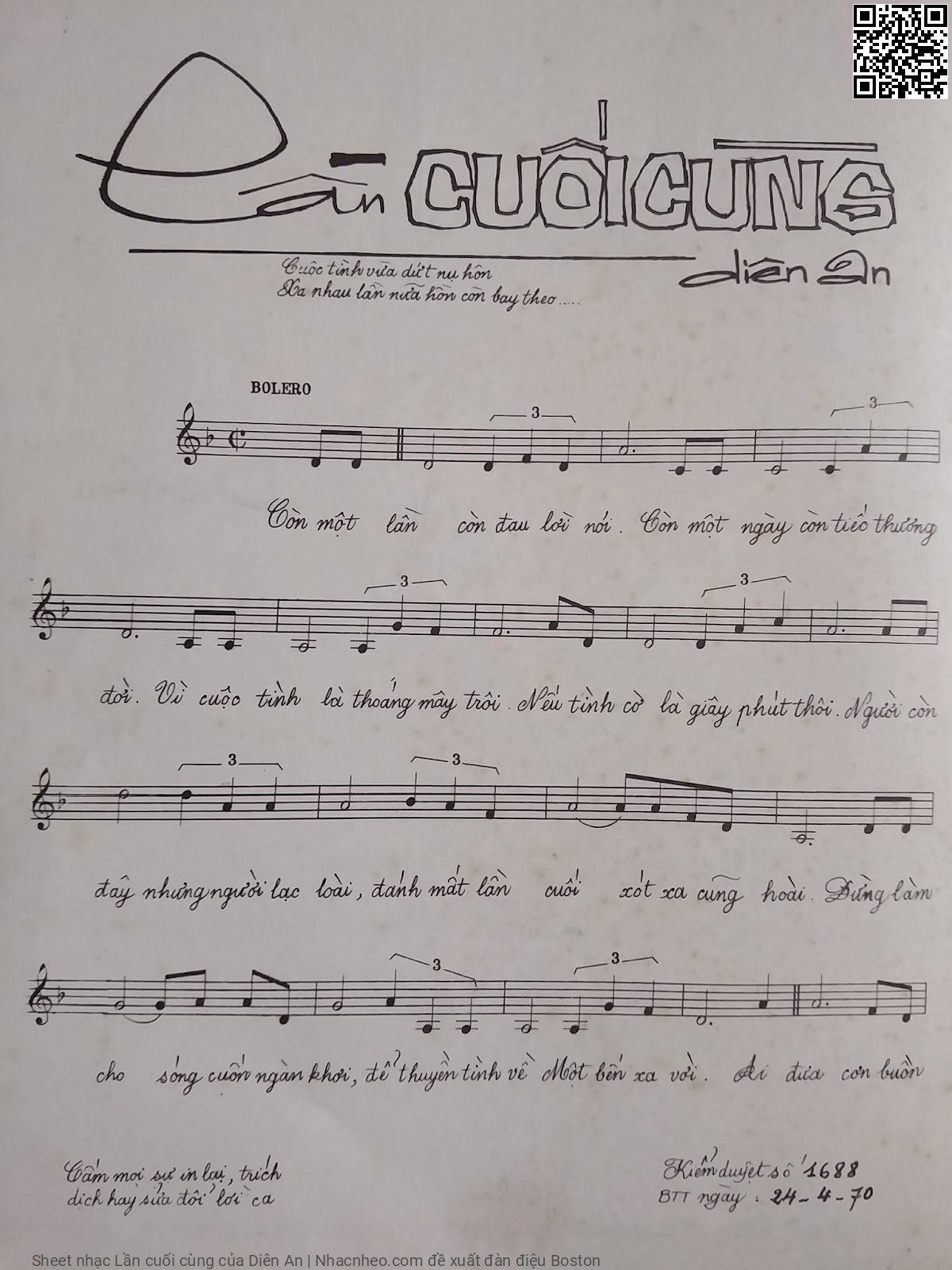 Page 2 of Sheet music PDF Lần cuối cùng - Diên An