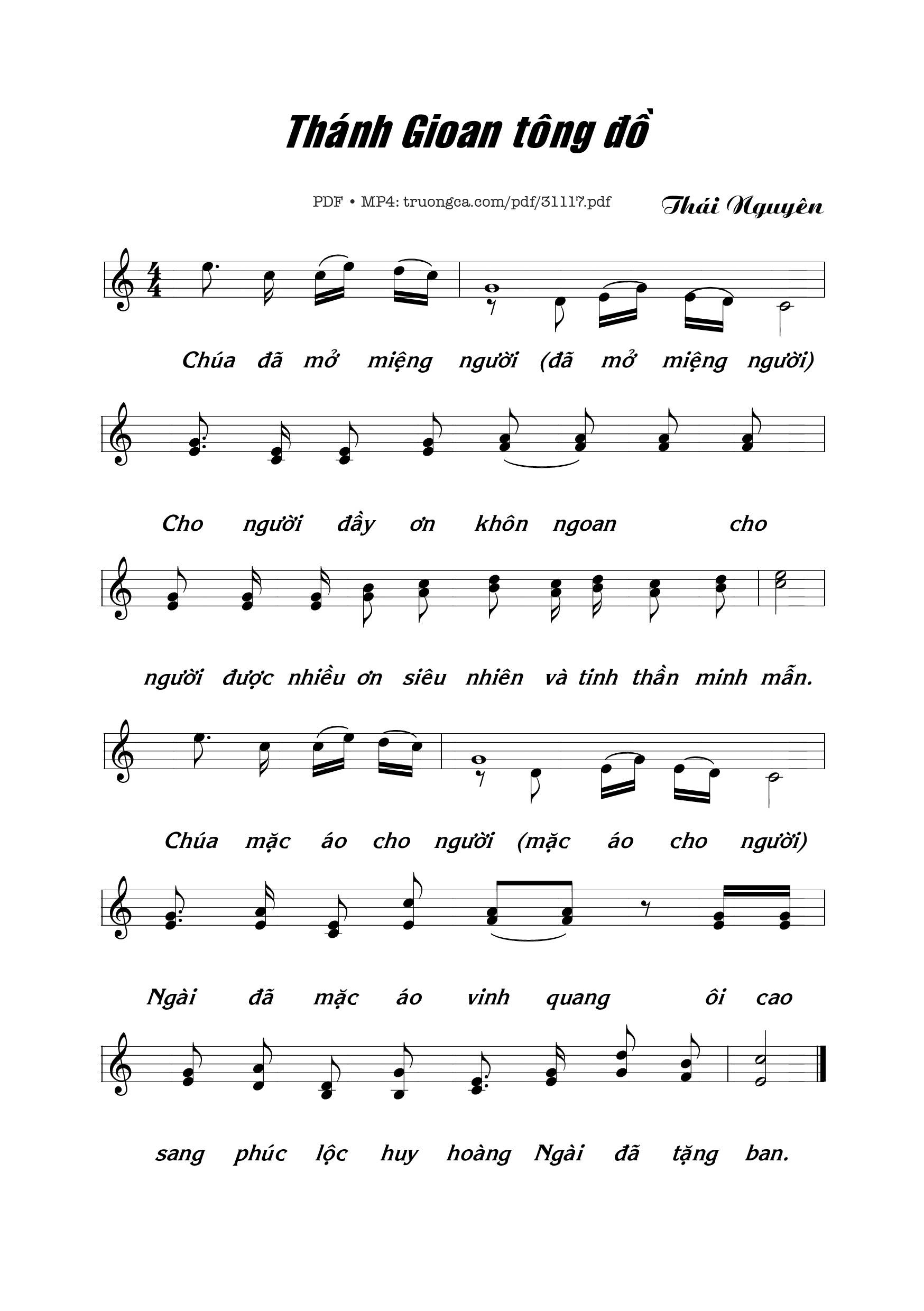 Sheet PDF of Thánh Gioan Tông đồ