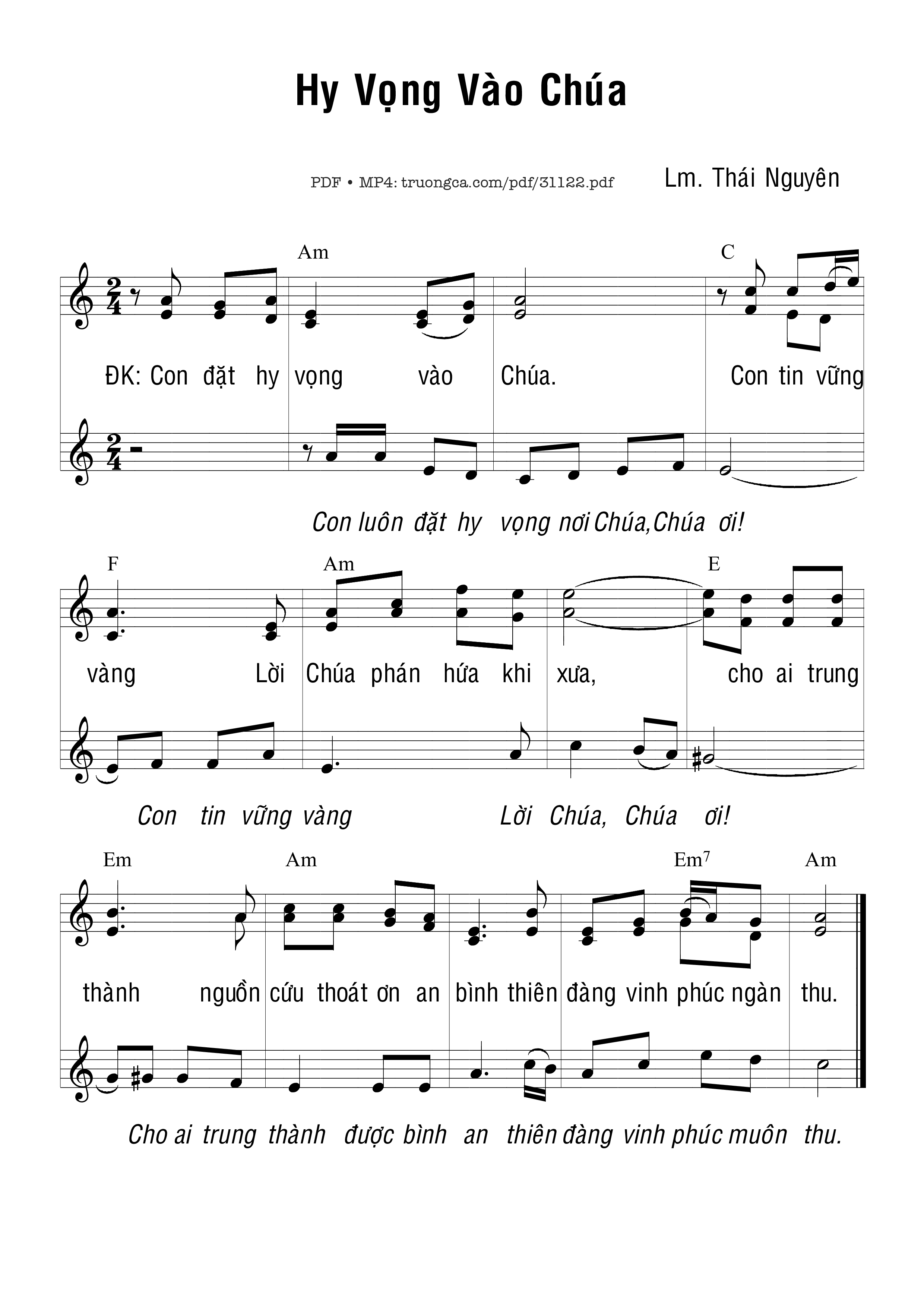 Sheet PDF of Hy vọng vào Chúa