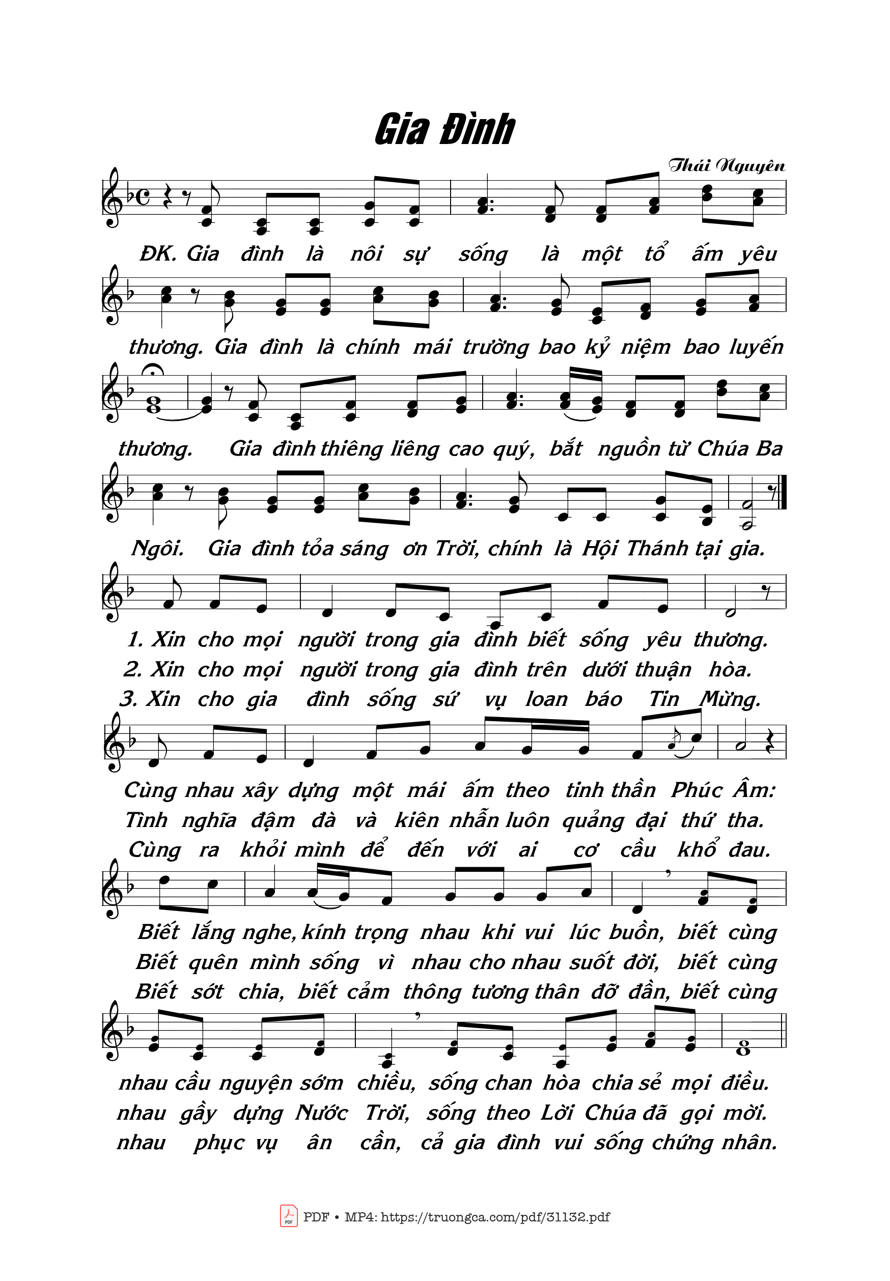 Page 1 of Sheet music PDF Gia đình - Thái Nguyên