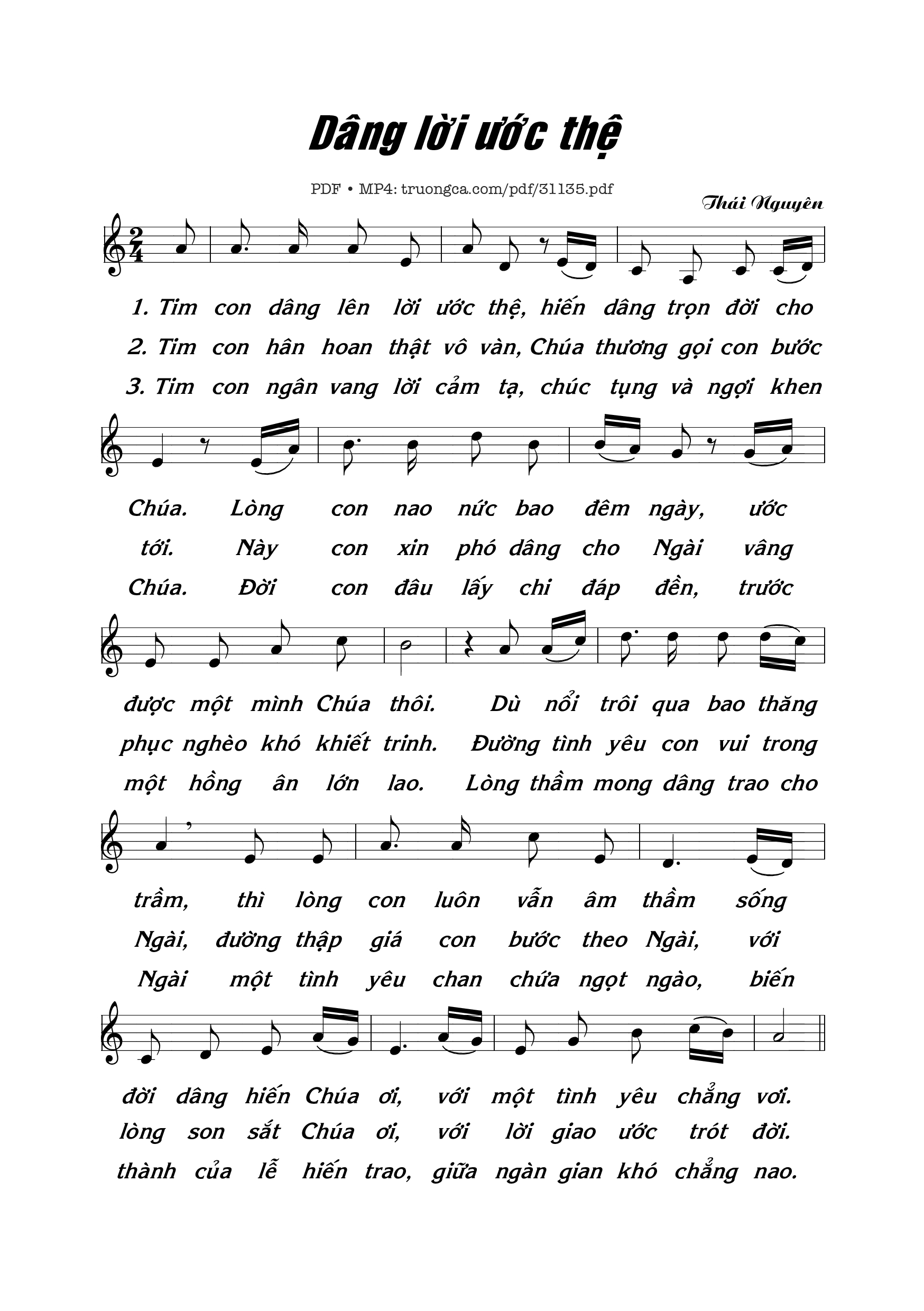 Sheet PDF of Dâng lời ước thệ