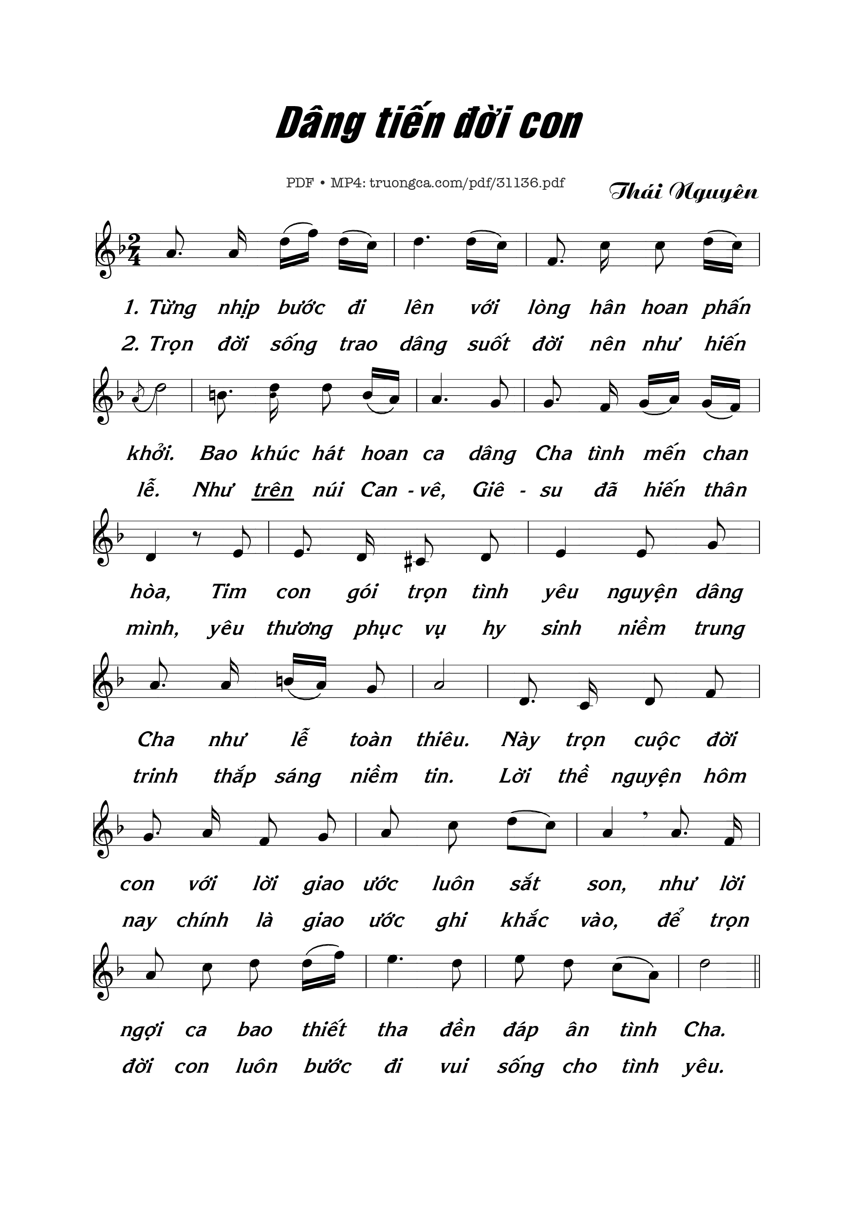 Sheet PDF of Dâng Tiến Đời Con