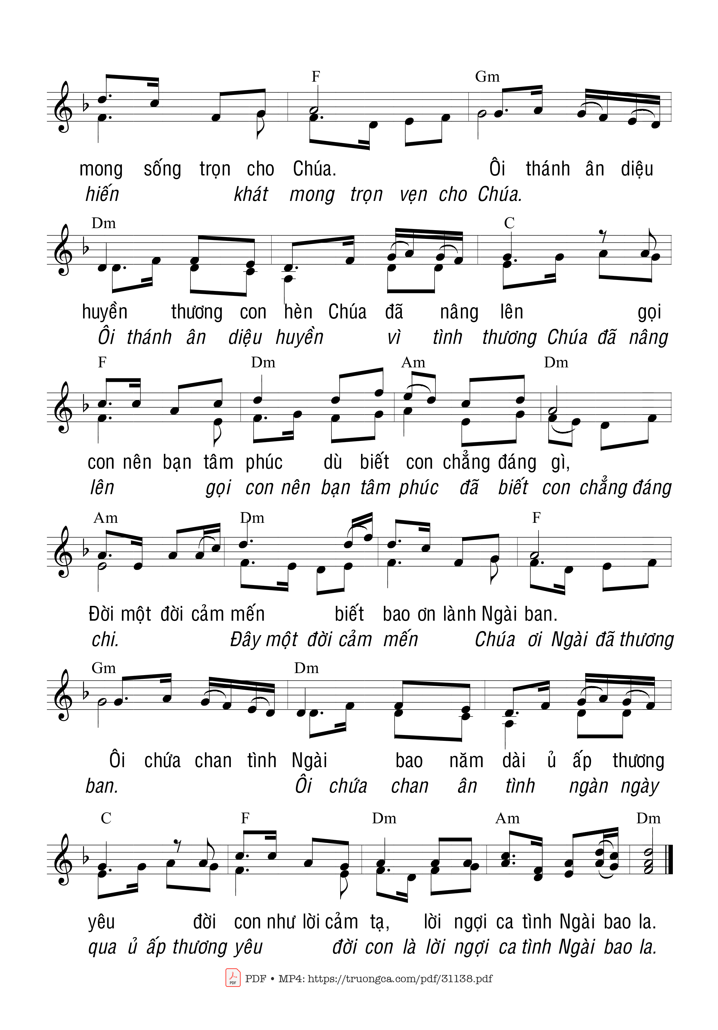 Page 2 of Sheet music PDF Tình ca dâng hiến - Thái Nguyên