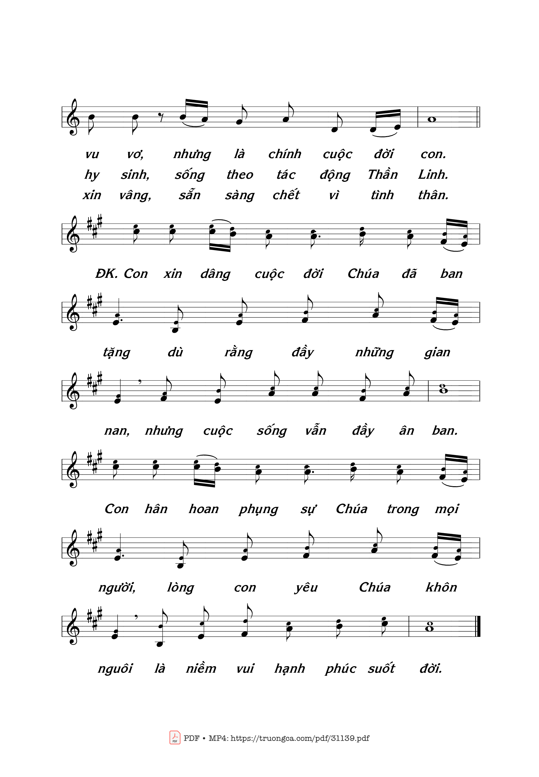 Page 2 of Sheet music PDF Tình con dâng Chúa - Thái Nguyên