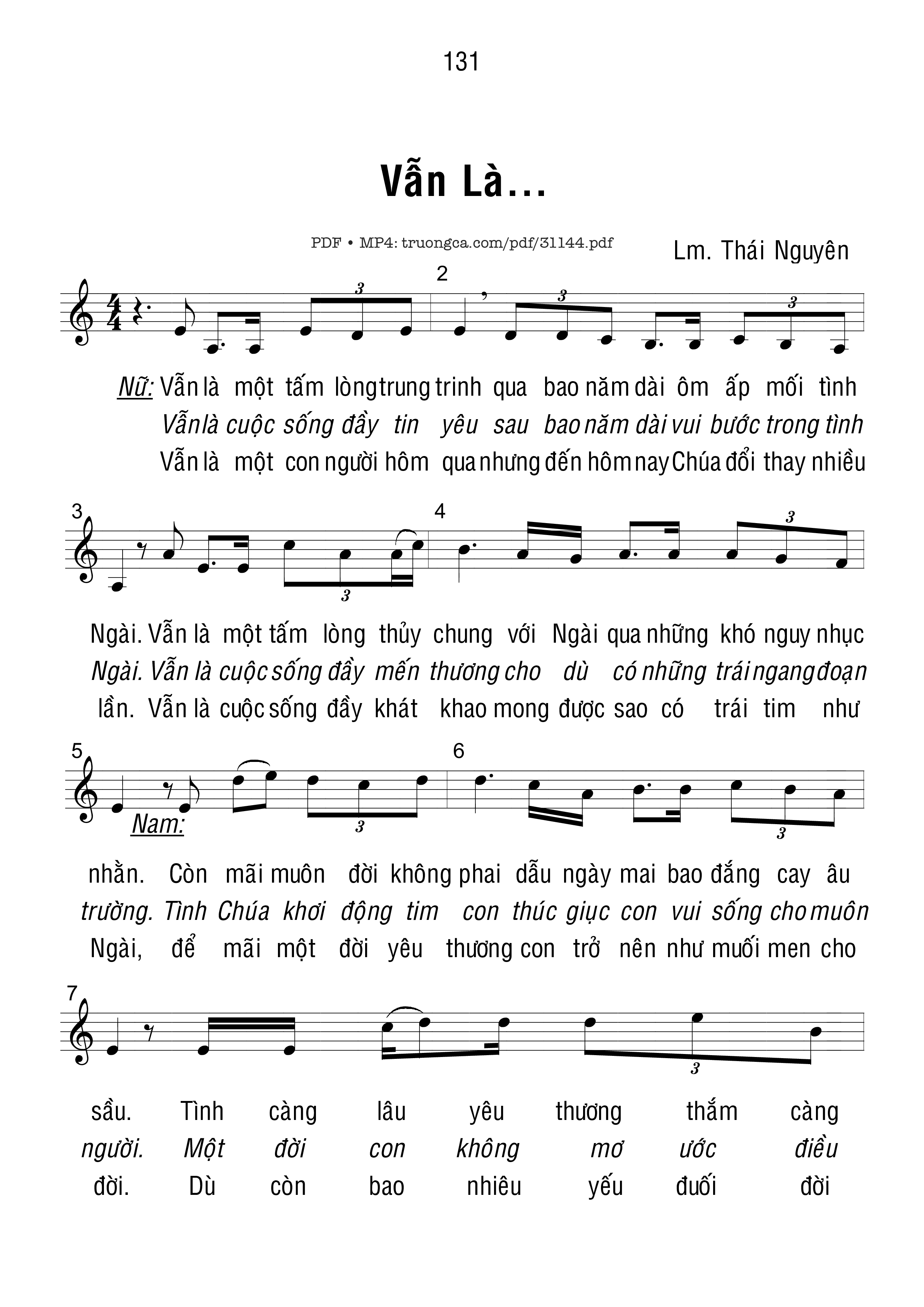 Page 1 of Sheet music PDF Vẫn là - Thái Nguyên