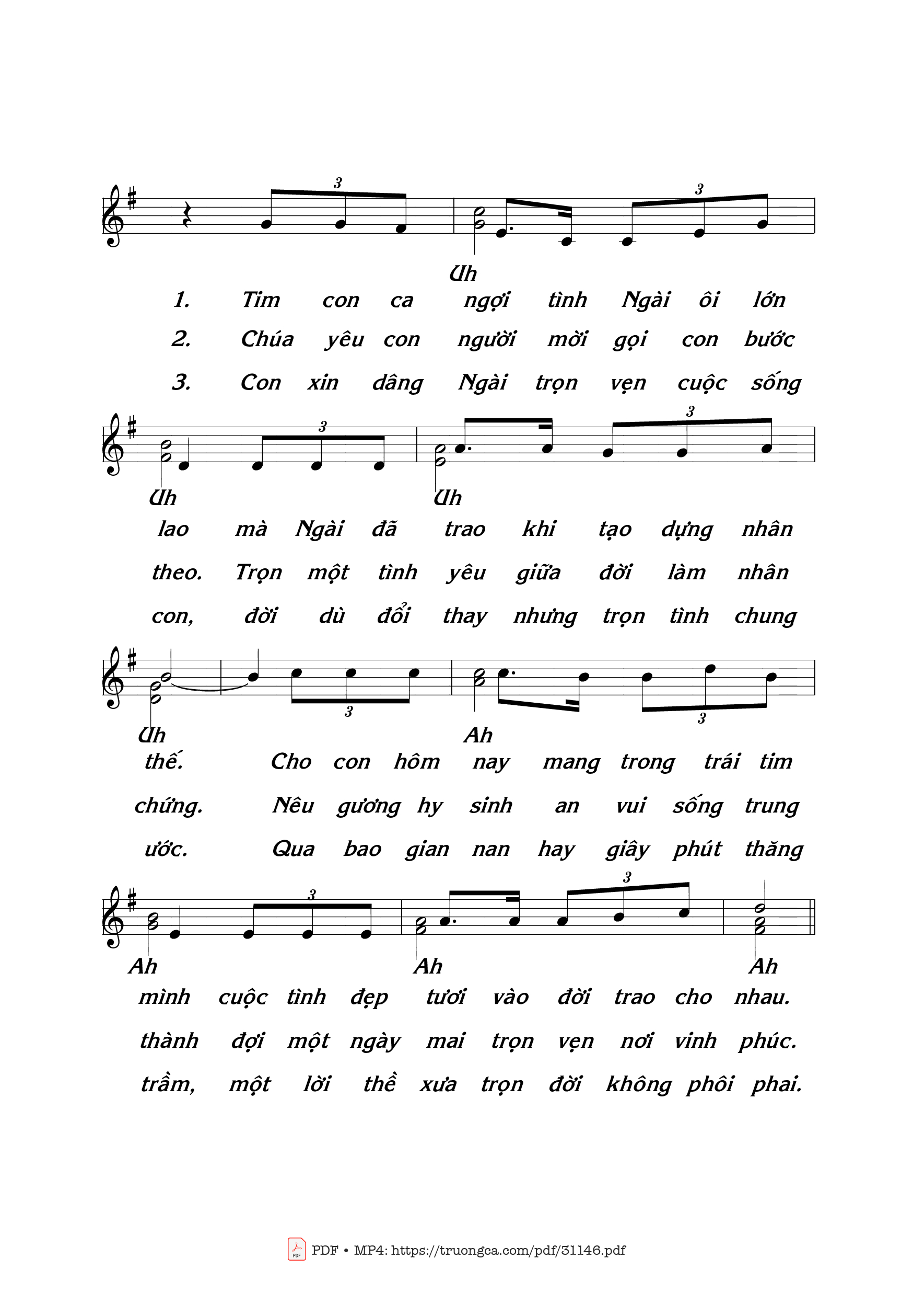 Page 2 of Sheet music PDF Bài Ca Tình Yêu - Thái Nguyên