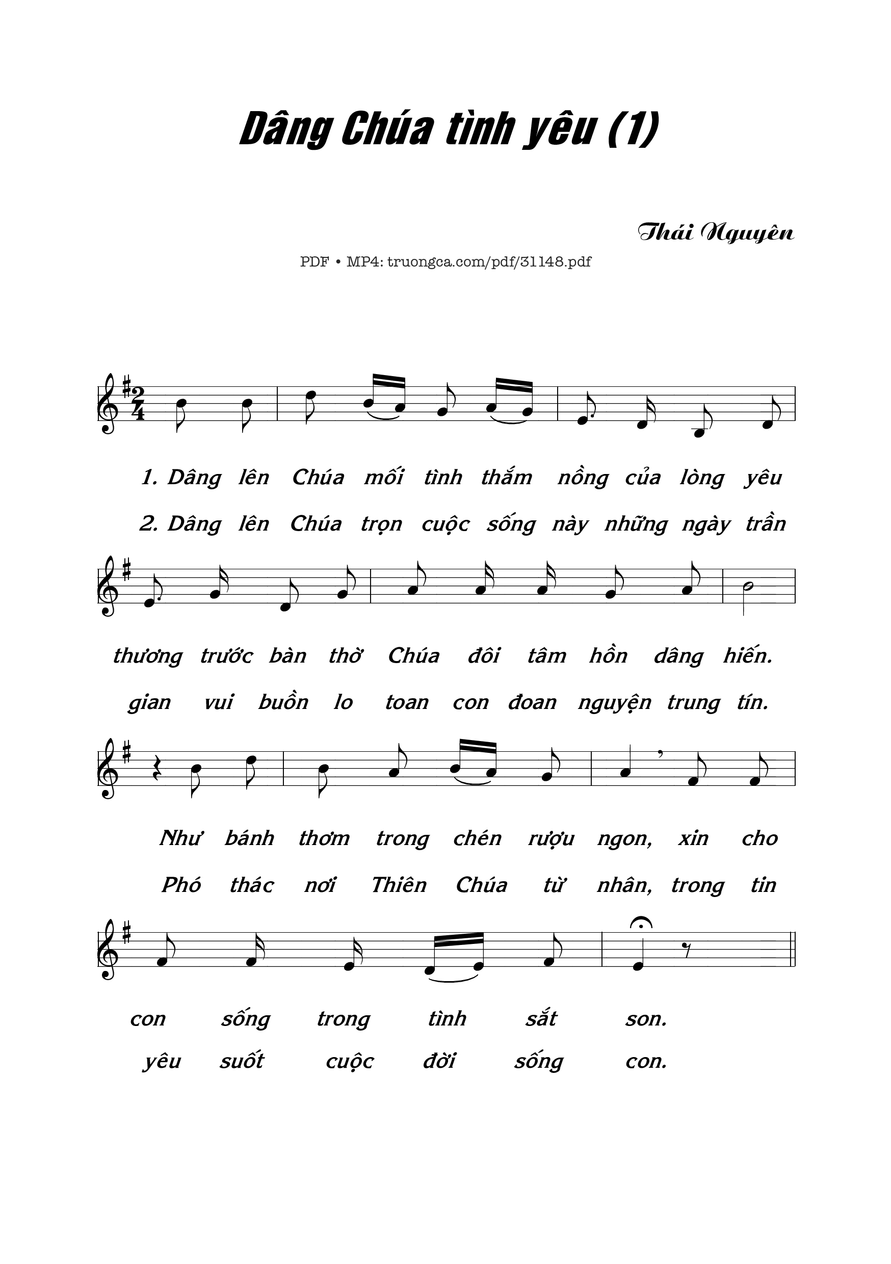 Page 1 of Sheet music PDF Dâng Chúa Tình Yêu 1 - Thái Nguyên