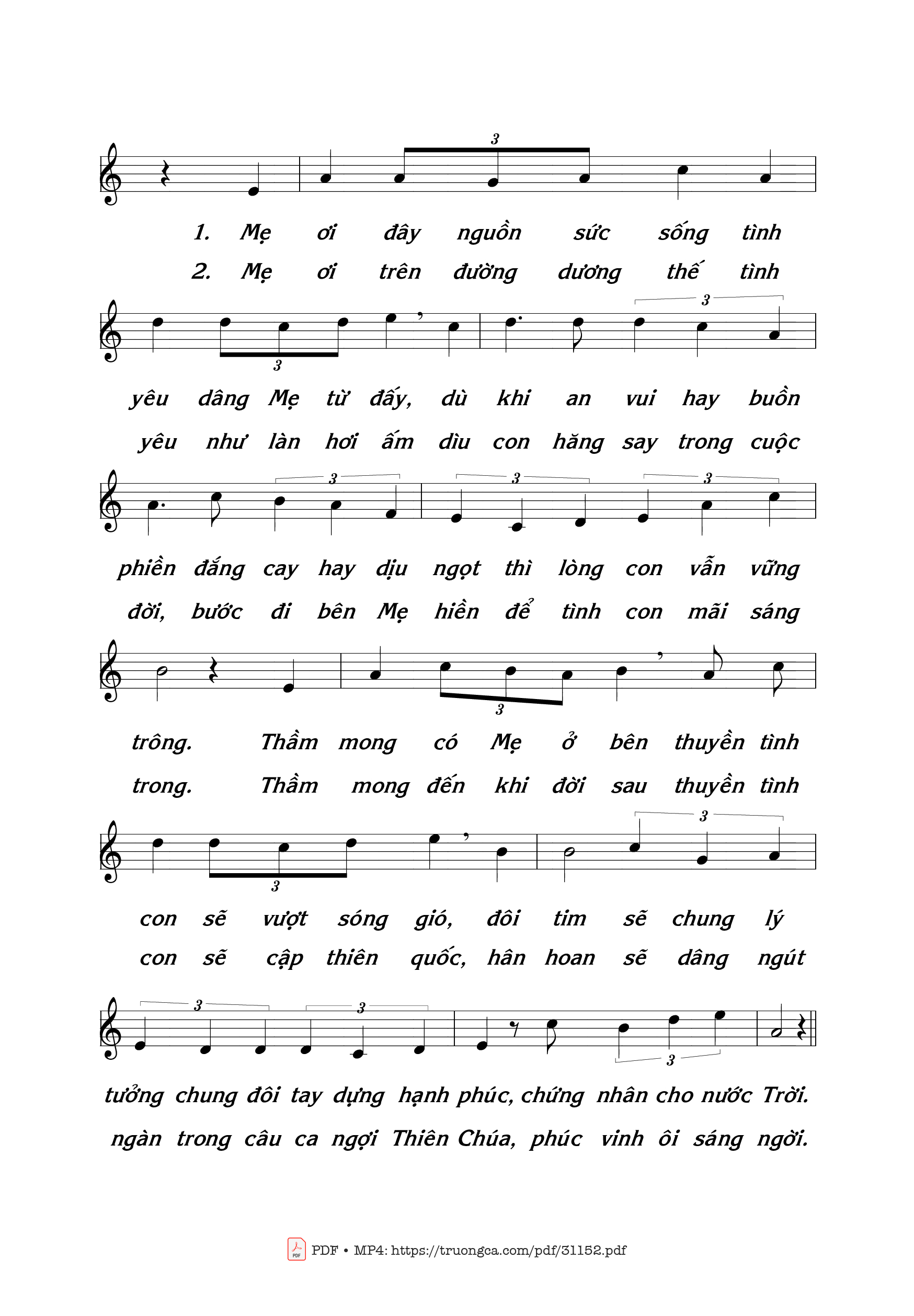Page 2 of Sheet music PDF Dâng Mẹ Tình Yêu 3 - Thái Nguyên
